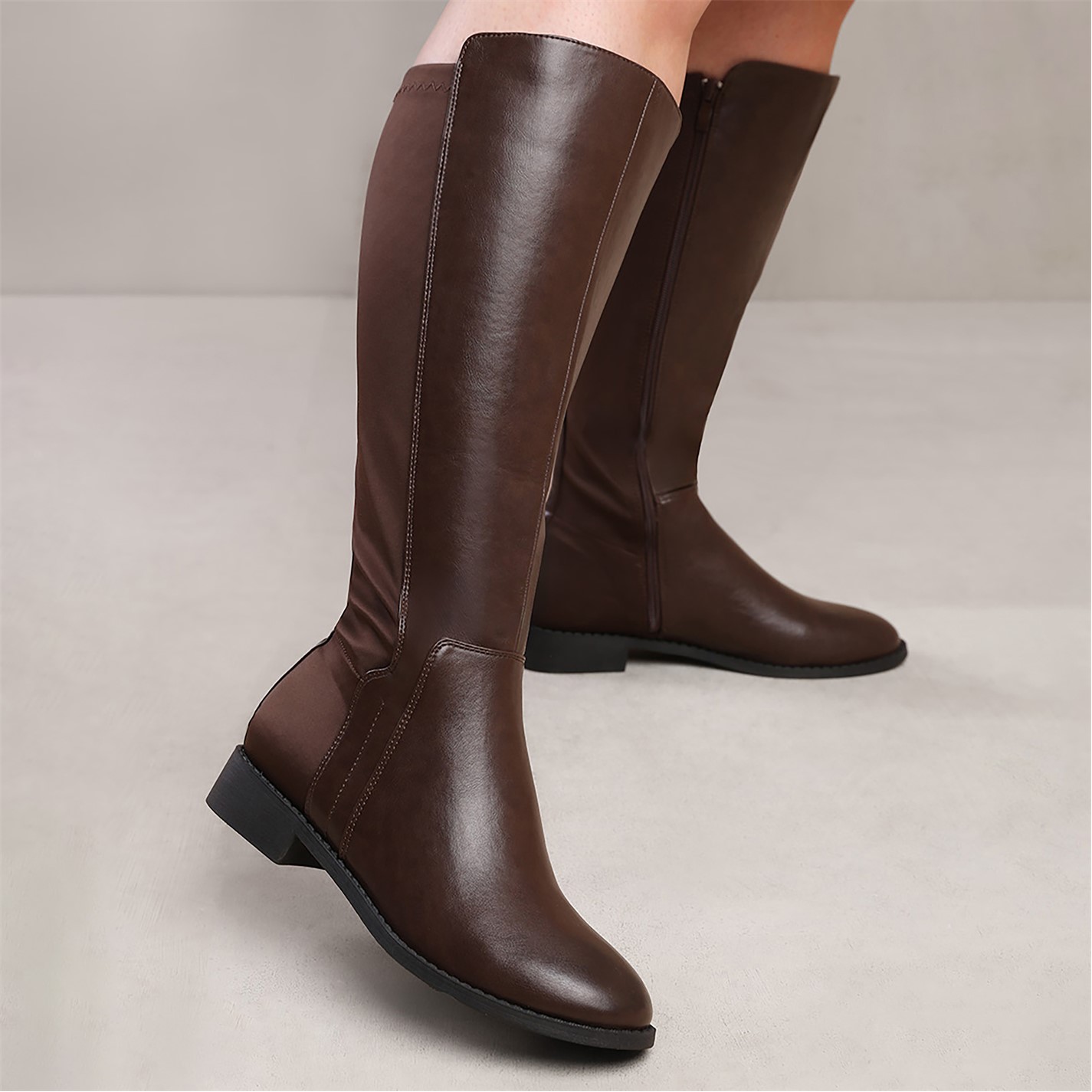 Knee High Boots Wide Calf Brown Boots Uk DuoBoots Oakford Knee