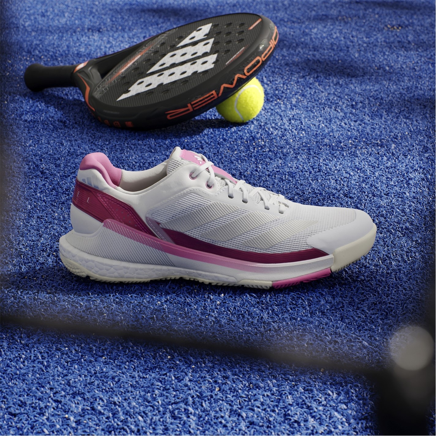 adidas gazelle silver green womens Adidas Crazyquick Boost Padel Shoes (Cloud White/Core Black/Lucid Red) main image 0