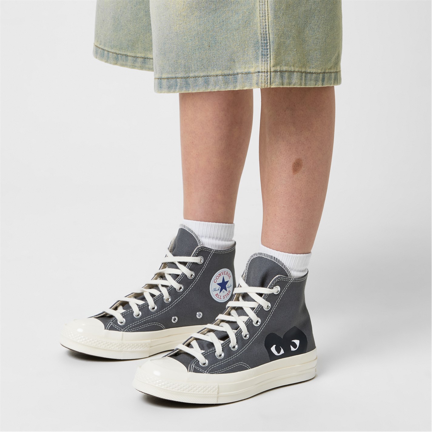 HOT Converse Comme Des Garçons Grey Heart Converse - Main Image