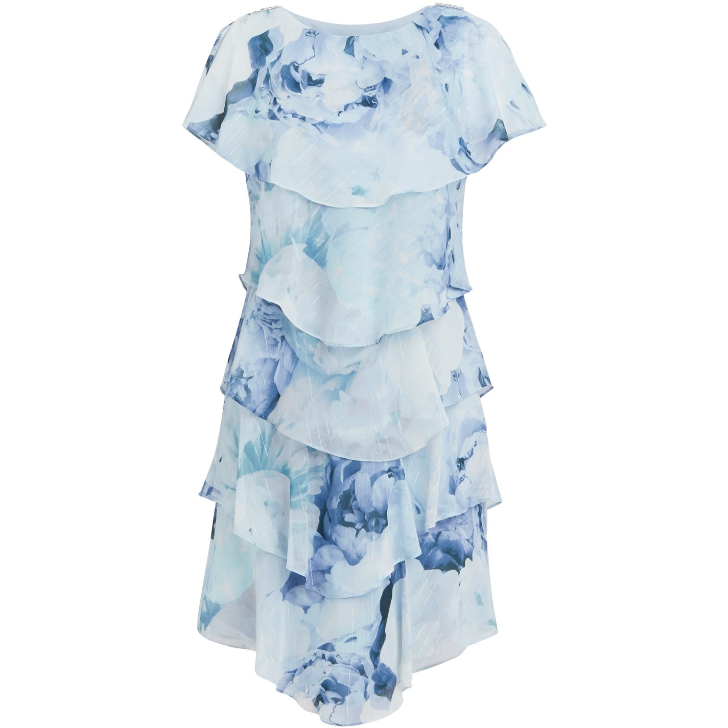 【海外限定】GinaBacconiドレス☆Rosanna Printed Tiered Dress, Gina Bacconi | Rosanna Printed Tiered Dress | Blue | FRASERS