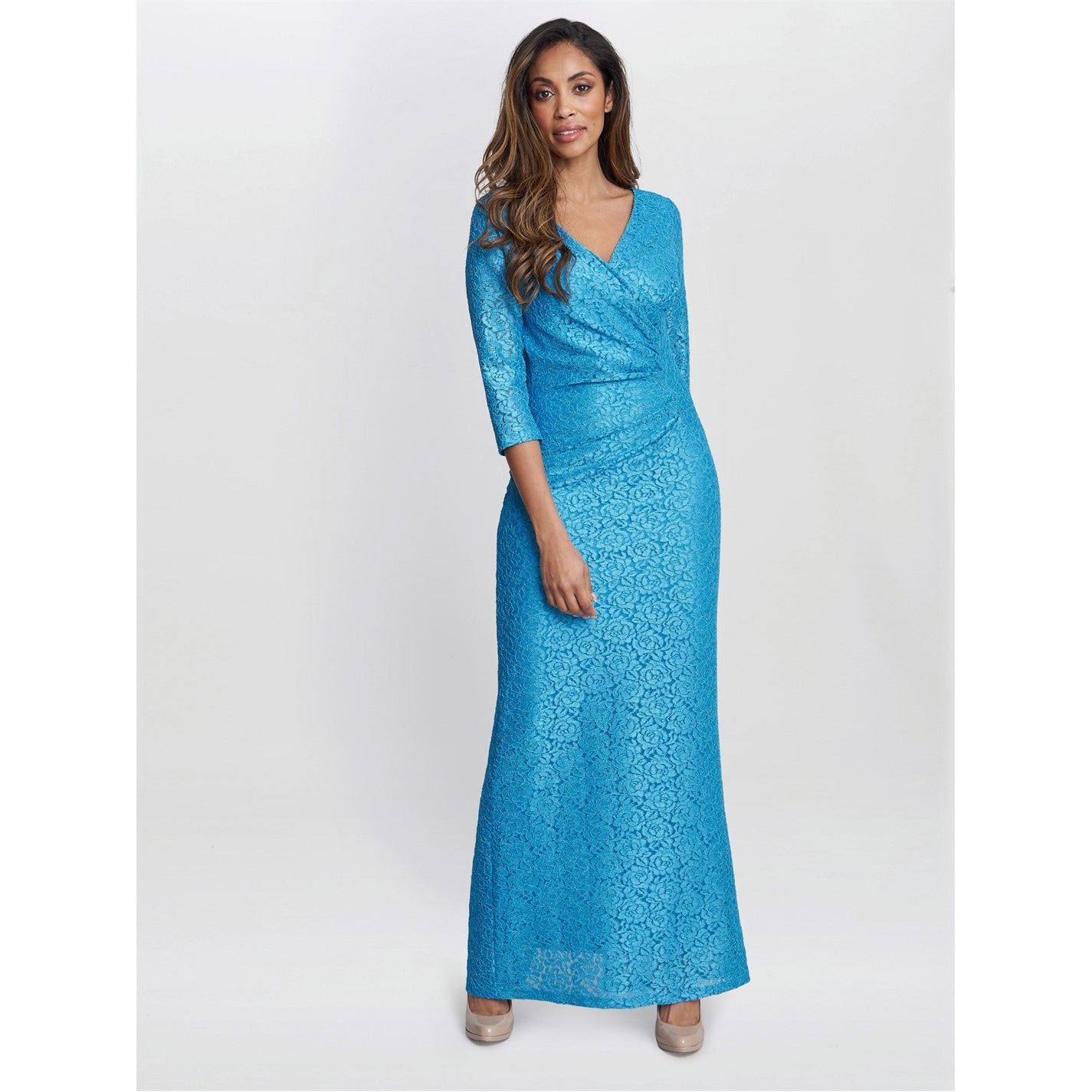 Gina Bacconi Caroline Maxi Dress With Overlay Sleeves in Purple | UK