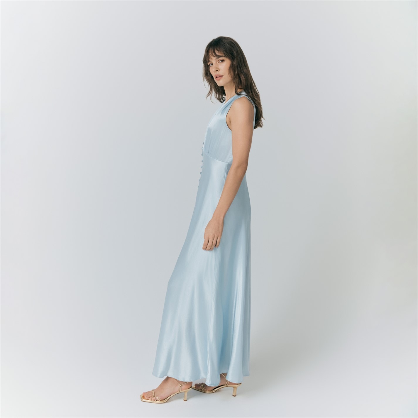 River Maxi Dress Blue/White - Lavender Brown