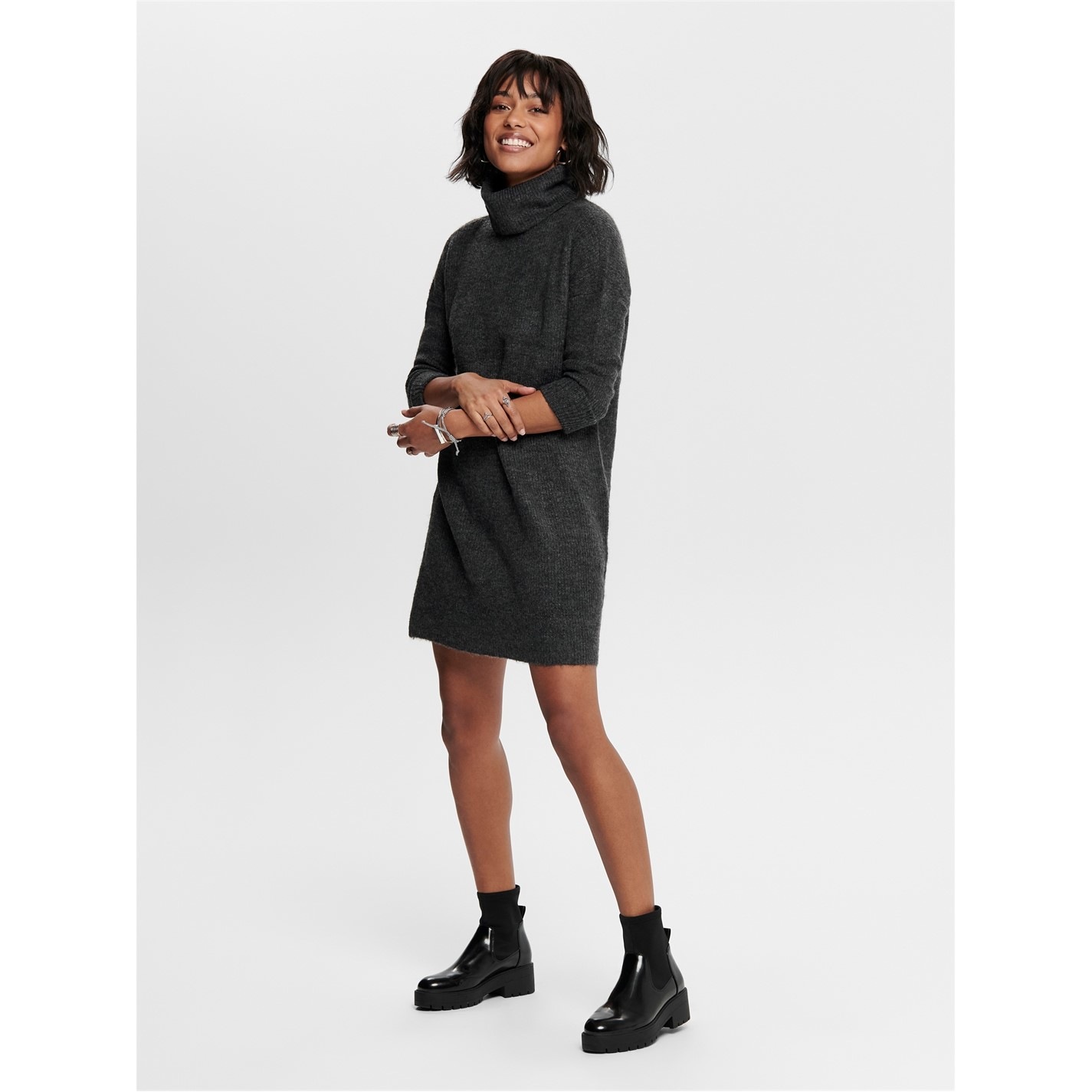 slim fit dress slacks Charley Grey Cowl Neck Oversized Jumper Dress