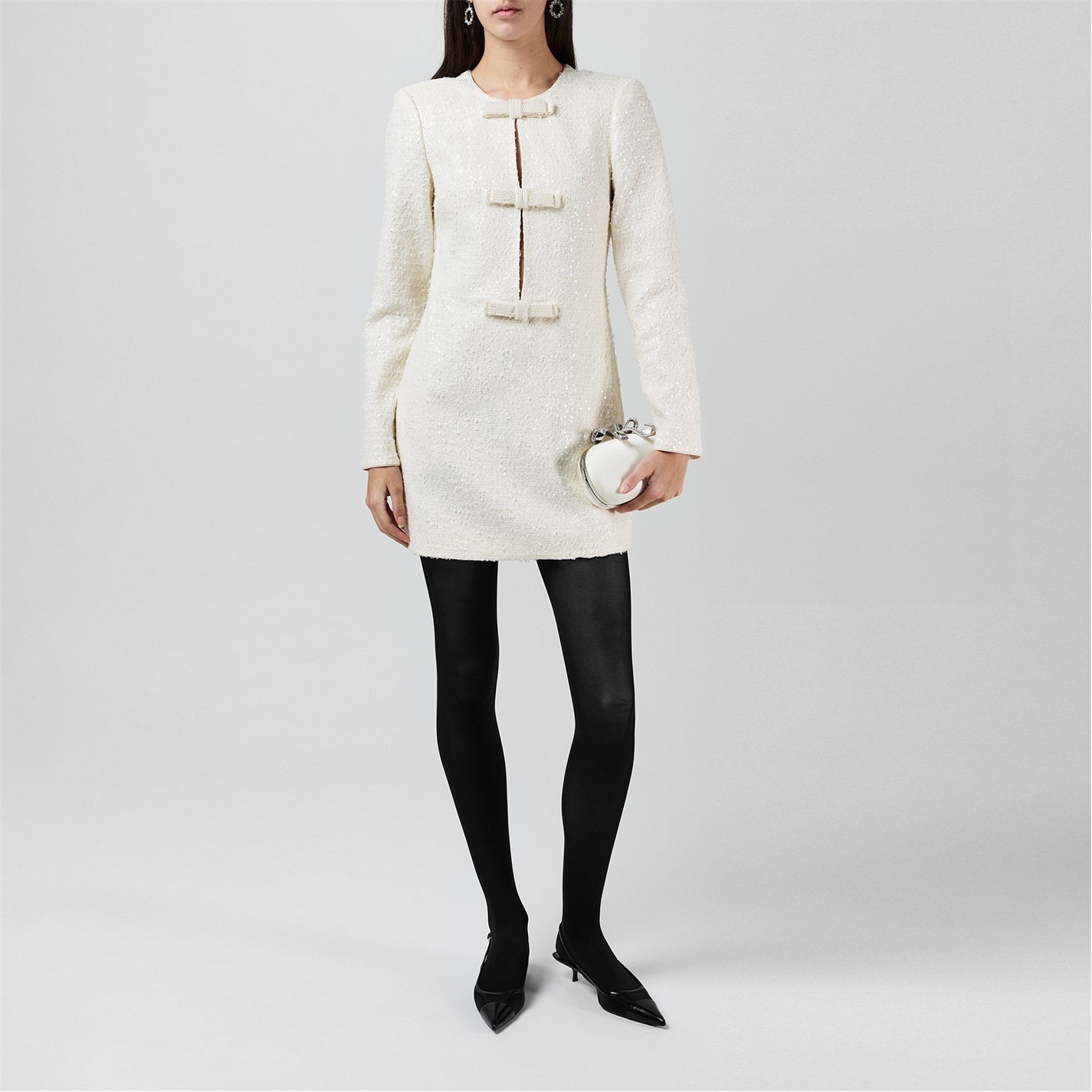 SELF PORTRAIT | Boucle Diamante Bow Mini Dress | Cream | FRASERS Ireland SELF PORTRAIT | Boucle Diamante Bow Mini Dress | Cream | FRASERS Ireland