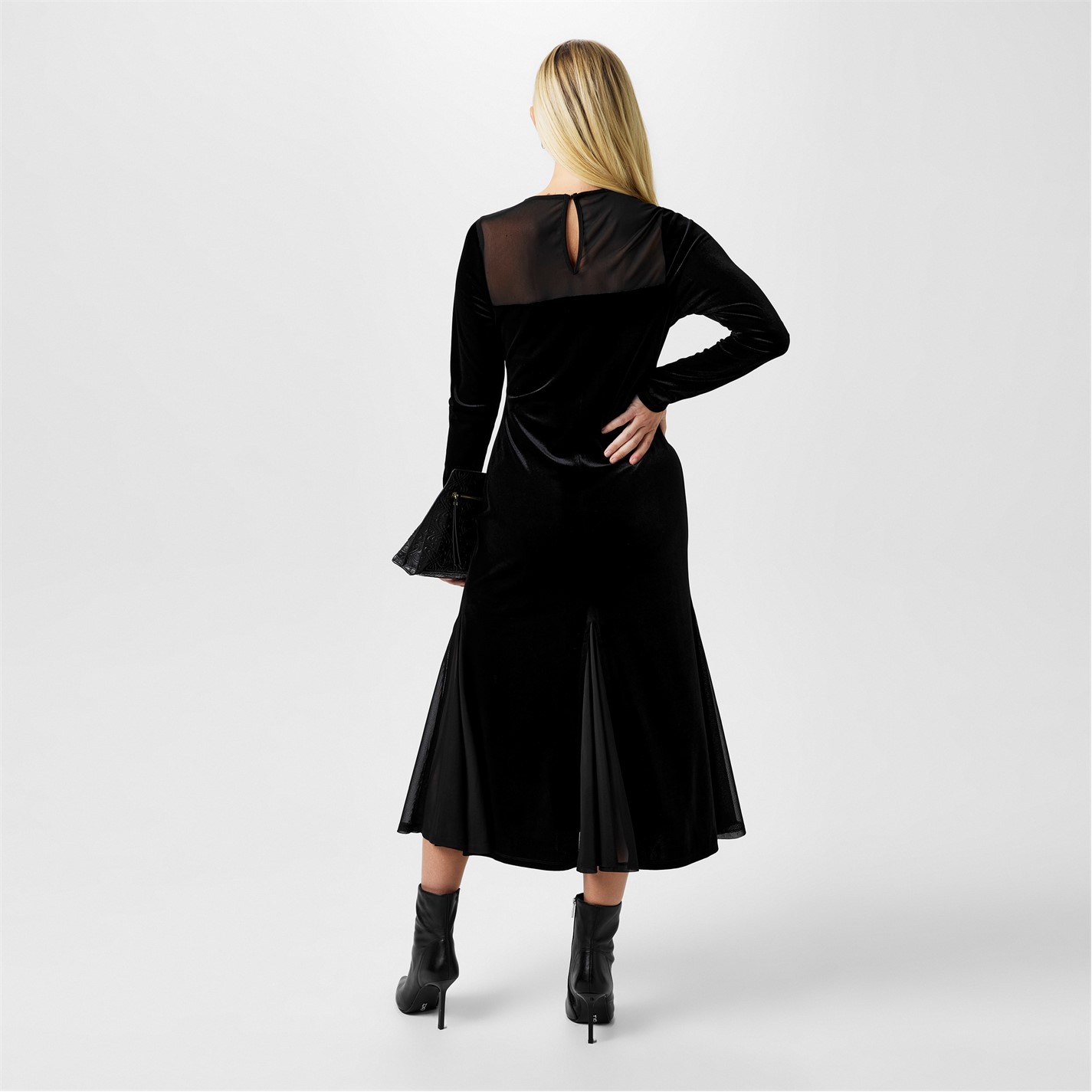 Bibi winter dress velours black/ petrol