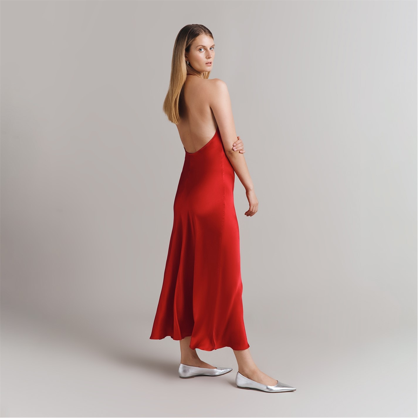 strapless open back dress Iris Dress Red Poppy