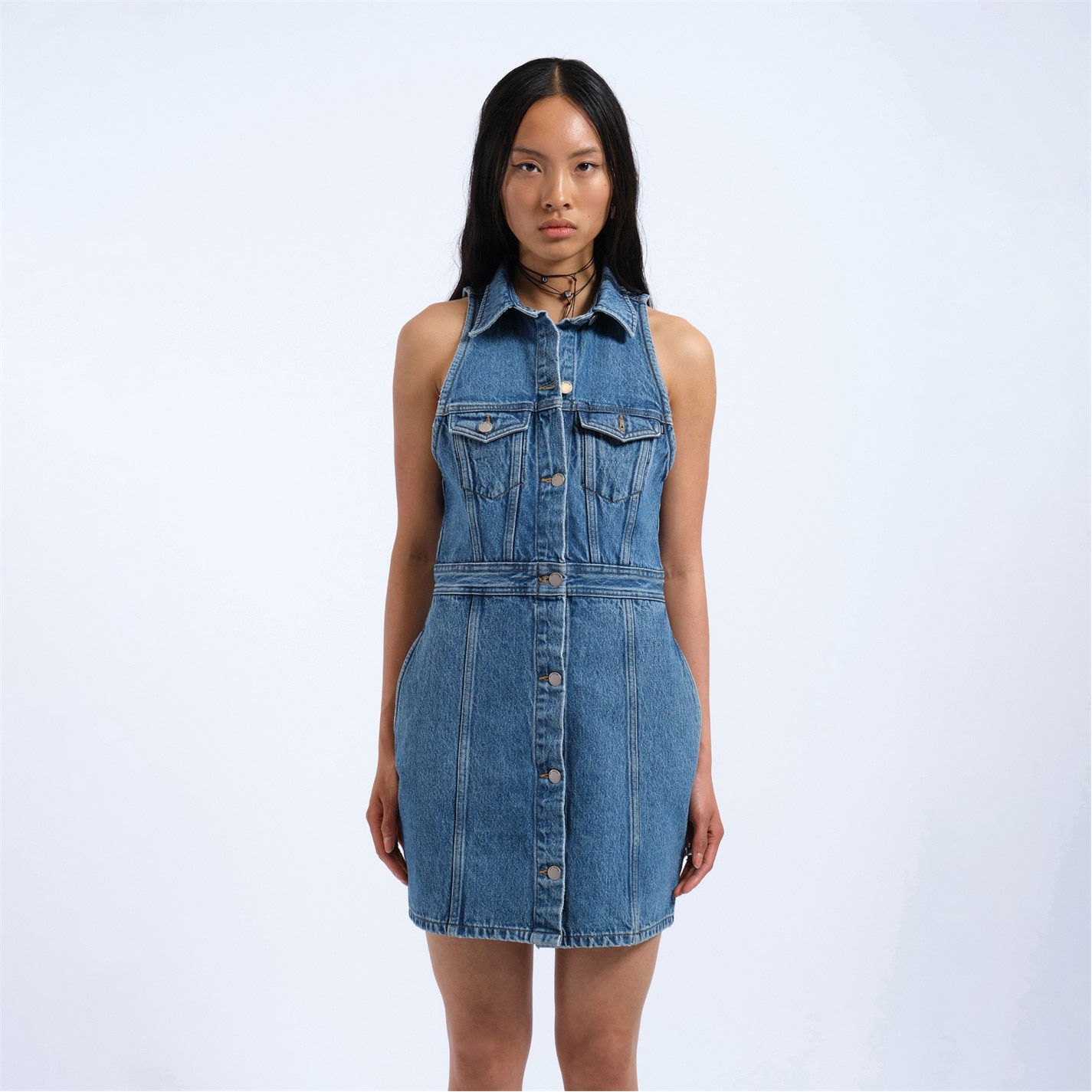 white christmas dresses Alia Strappy Denim Maxi dress | Diva Moda main image 1