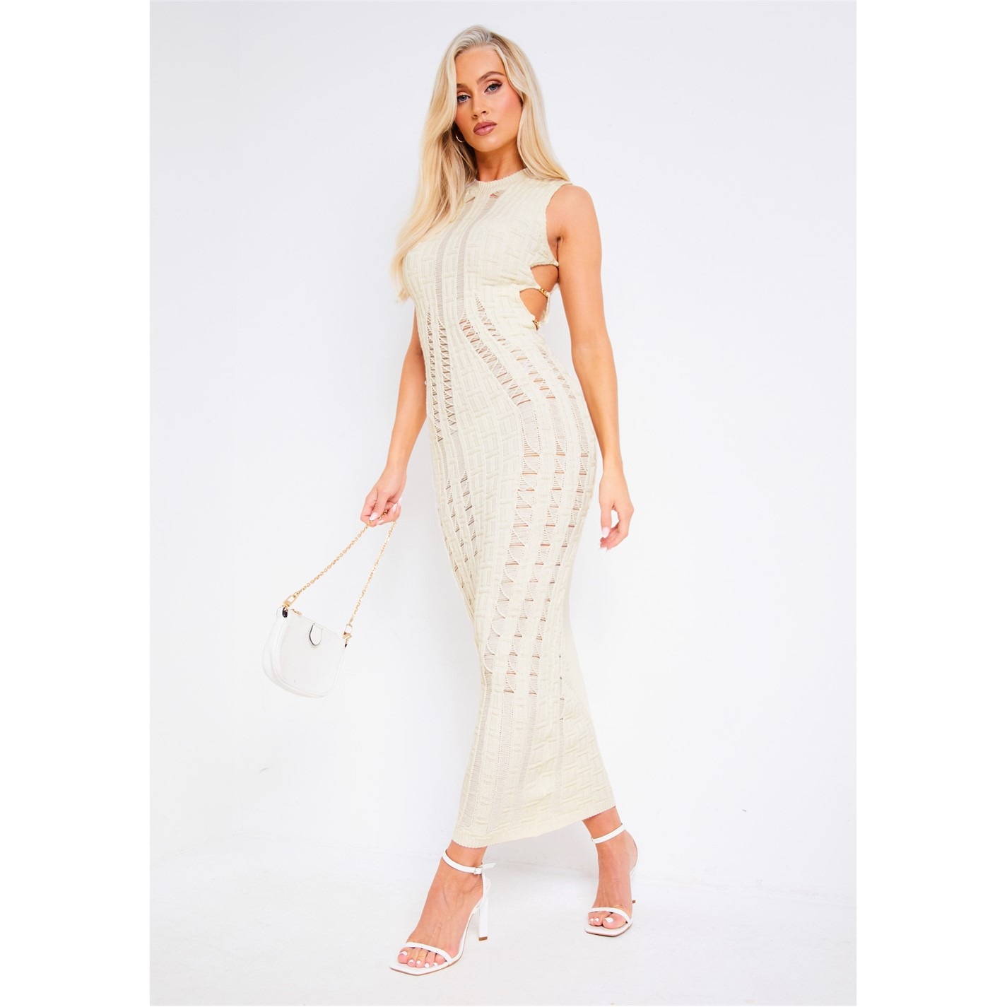 Missy Empire | Knitted Corset Maxi Chain Dress | Cream | FRASERS Ireland