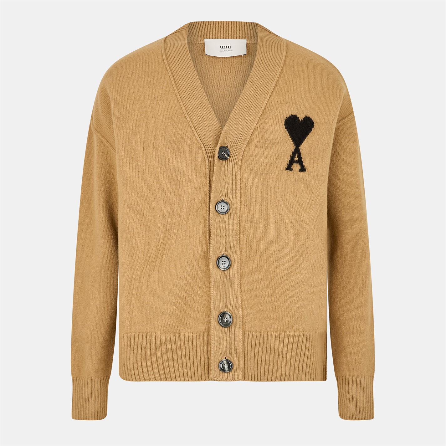 AMI PARIS | Mens De Coeur Cardigan | Camel/Black 288 | FRASERS Ireland