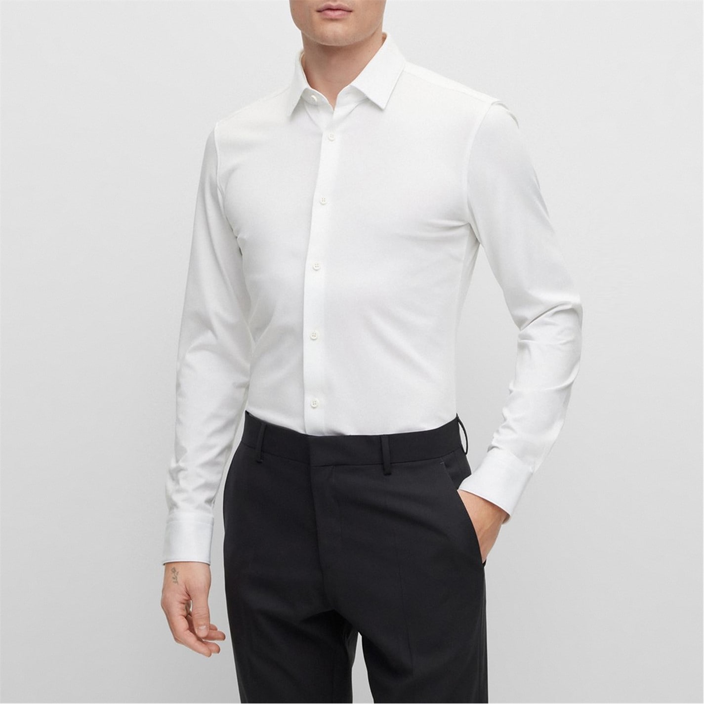 Boss Hank Kent Slim Fit Shirt White FRASERS