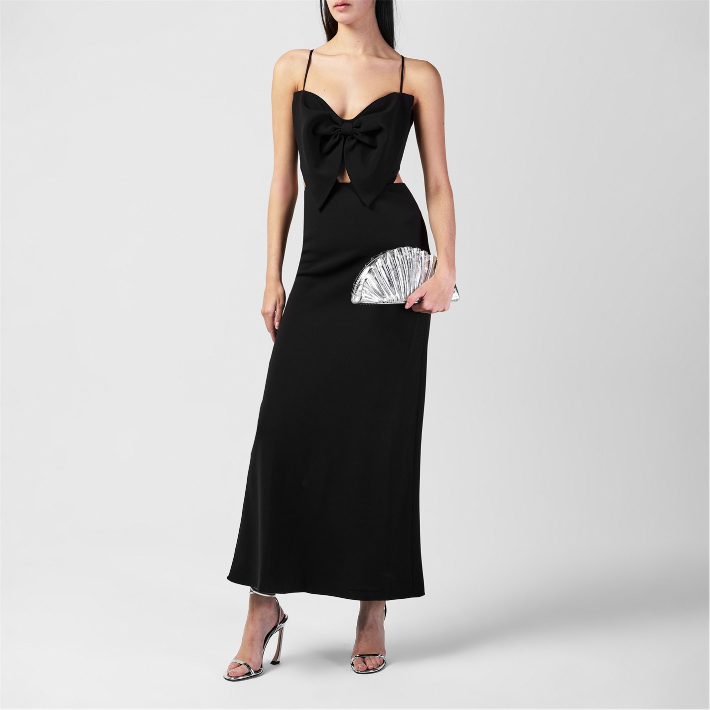 knee length dresses for ladies Isadora Bow-Detail Pleated A-Line Midi Dress in Ivory
