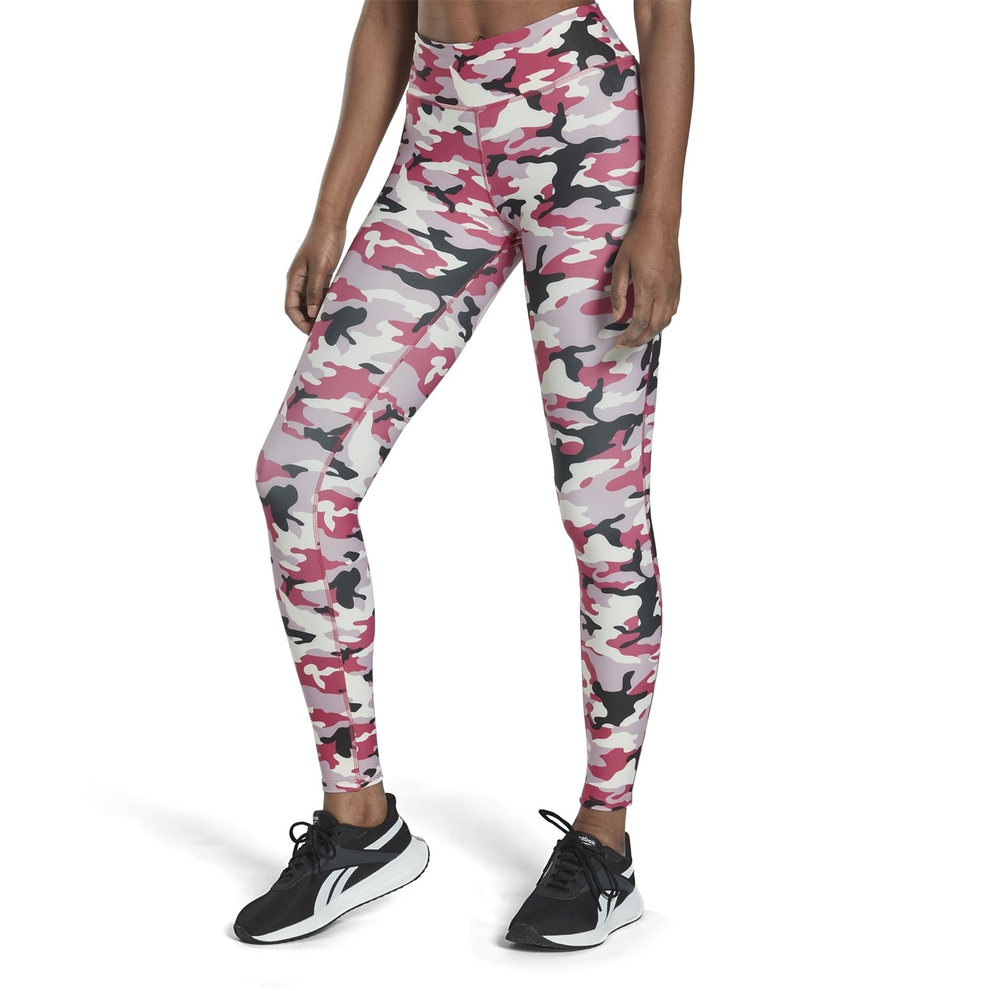 Reebok Lux Bold Camo Print Performance Gym Leggings Semi Proud