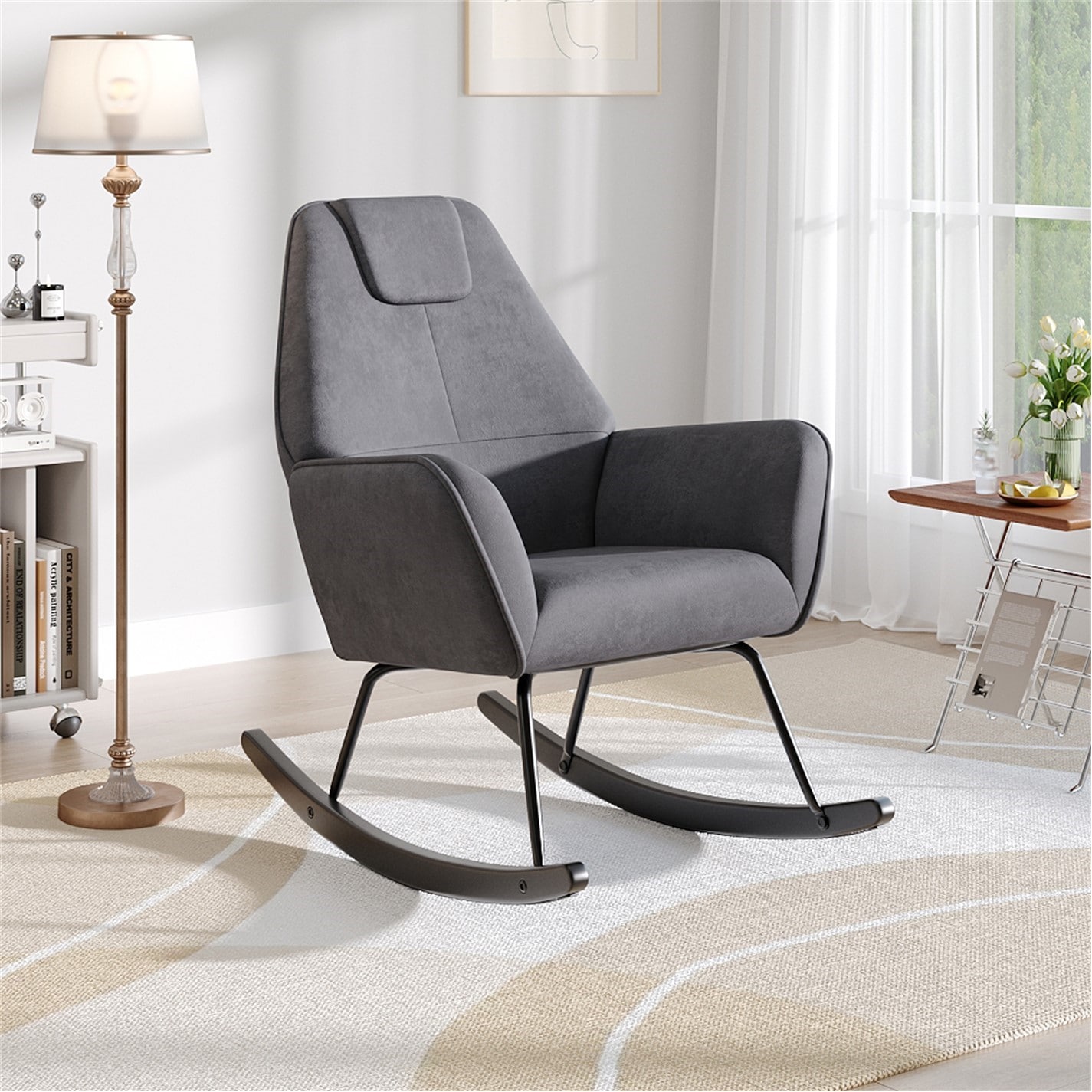 Cottonfy UK | Modern Comfy Nursery Rocking Chair Black | Black | FRASERS