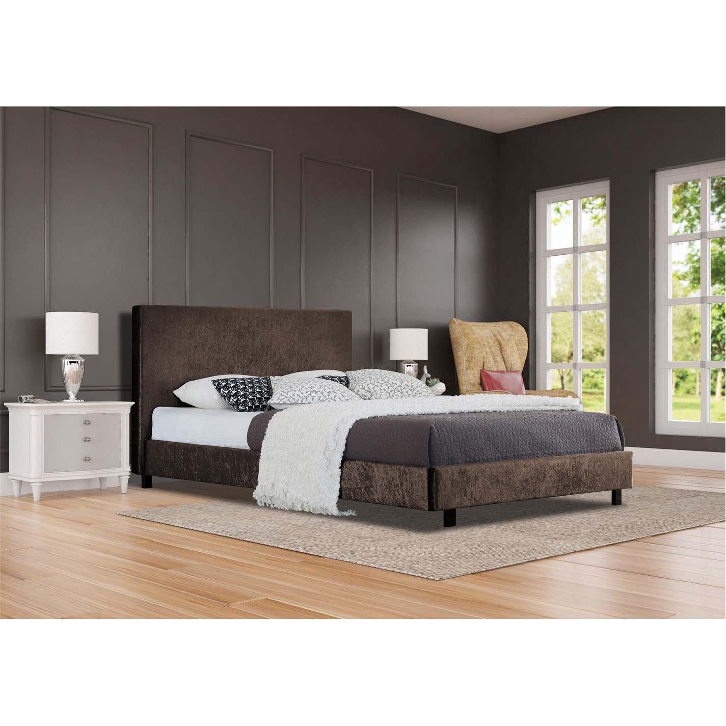 Comfy Living Modern Crushed Velvet Bed Only Beds House of Fraser