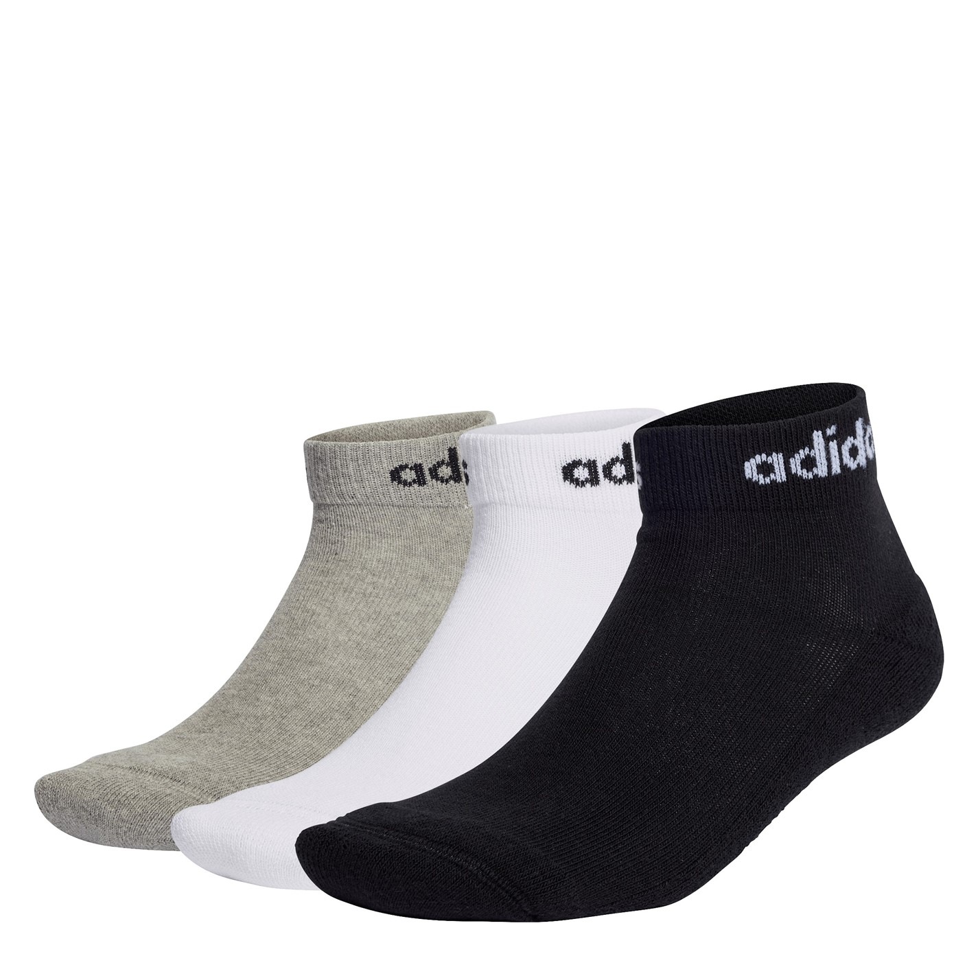 adidas Cushioned Ankle Socks 3 Pack Black/Wht/Grey Frasers