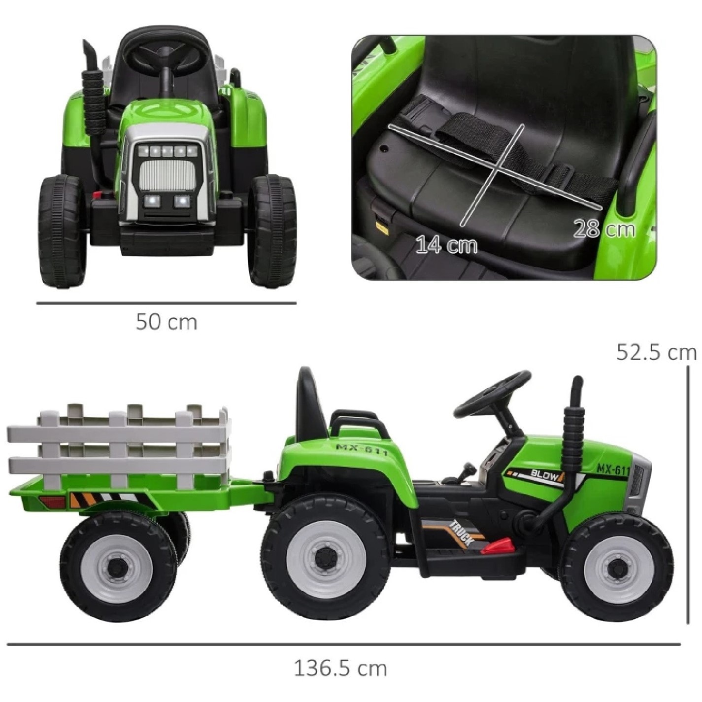 Buy HOMCOM Kids Ride On Forklift Truck W/Fork And Tray, Ride On Tractor W/Under Seat Storage Treaded Wheels No Power Design For 3 4 Years Old