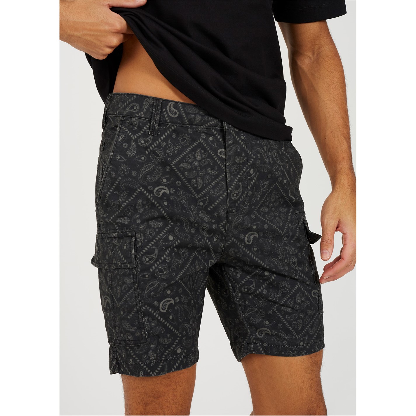 Brave Soul Print Cargo Shorts Charcoal Print FRASERS Ireland