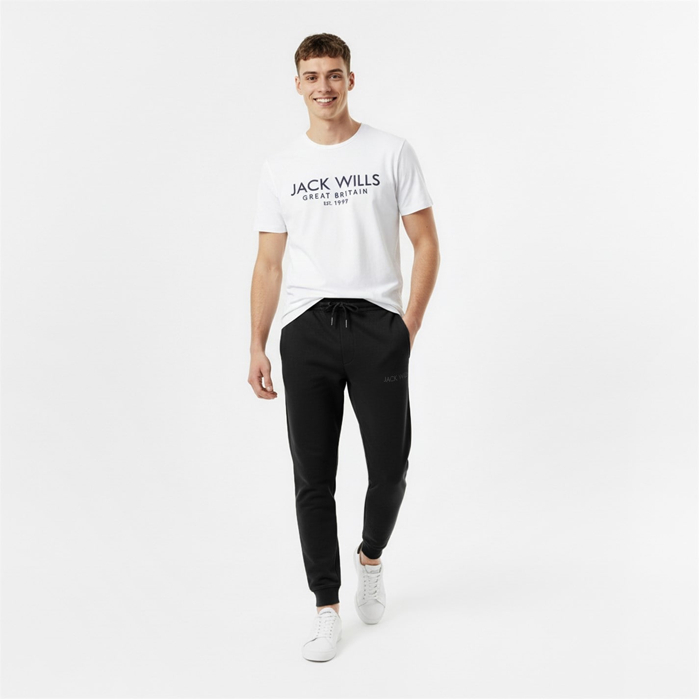 Jack Wills | Jacquard Logo Joggers Mens | Closed Hem Fleece