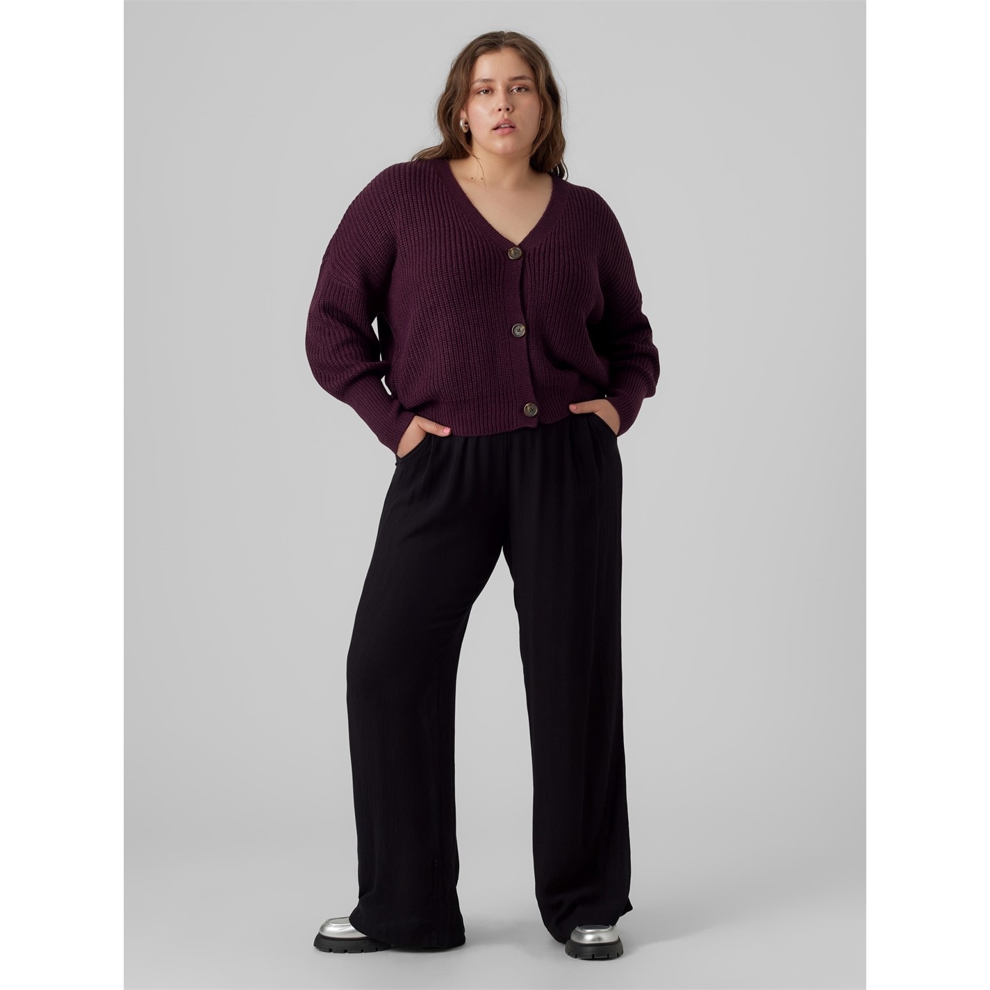 Vero Moda VMANJASTINNA LS BOATNECK GA EXC - Gebreide jurk - winetasting