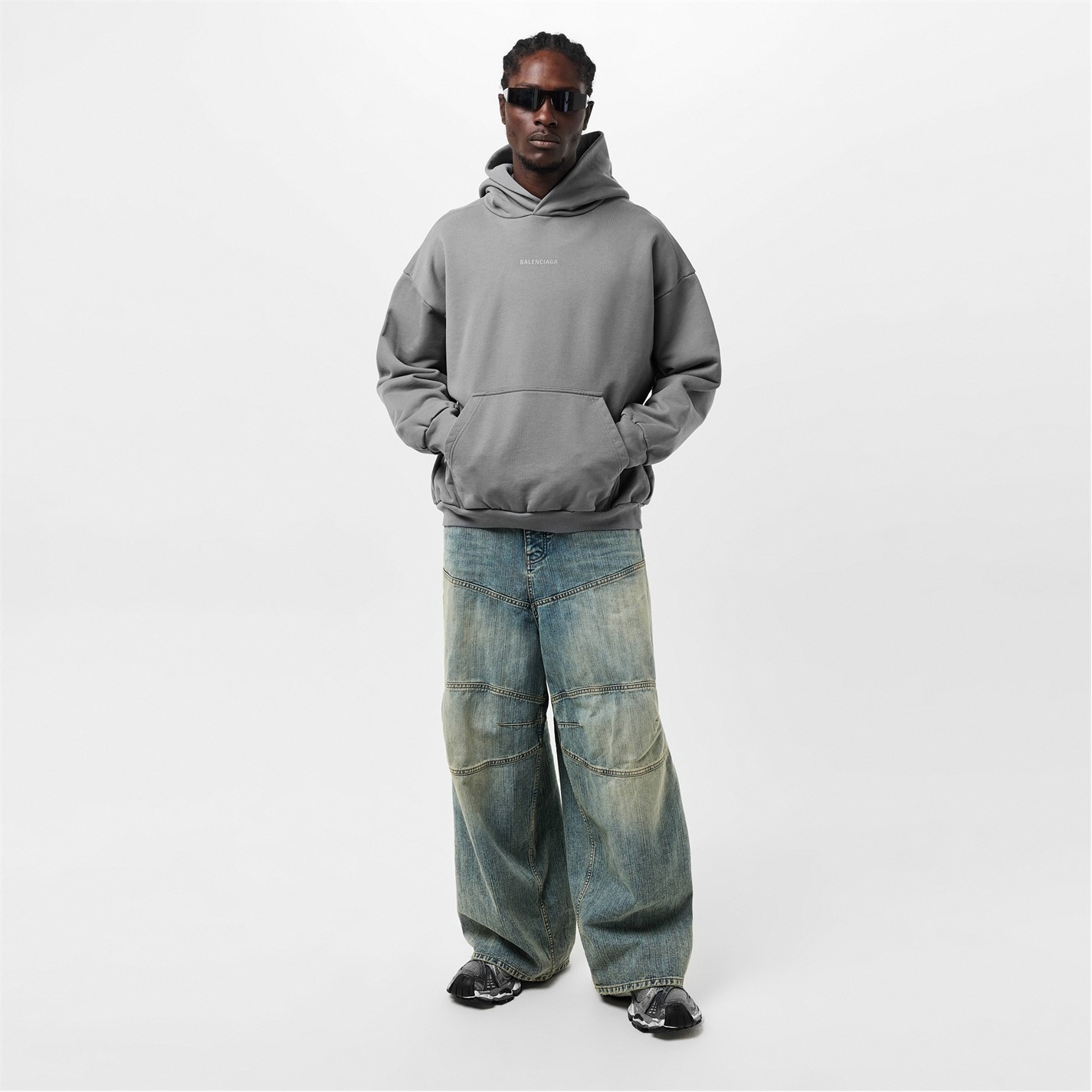 BALENCIAGA | Back Logo Hoodie | Grey/Reflect | FRASERS Ireland