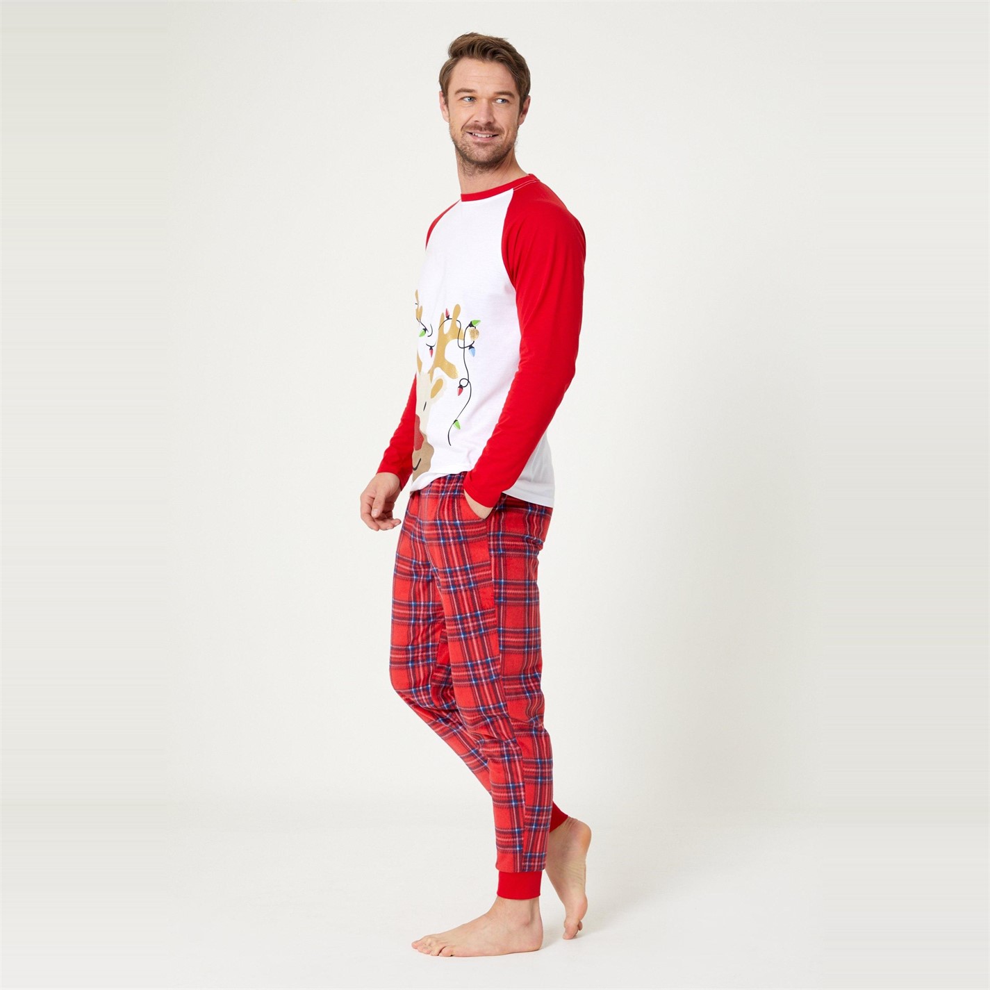 Studio Mens Family Reindeer Pyjama Red/White FRASERS