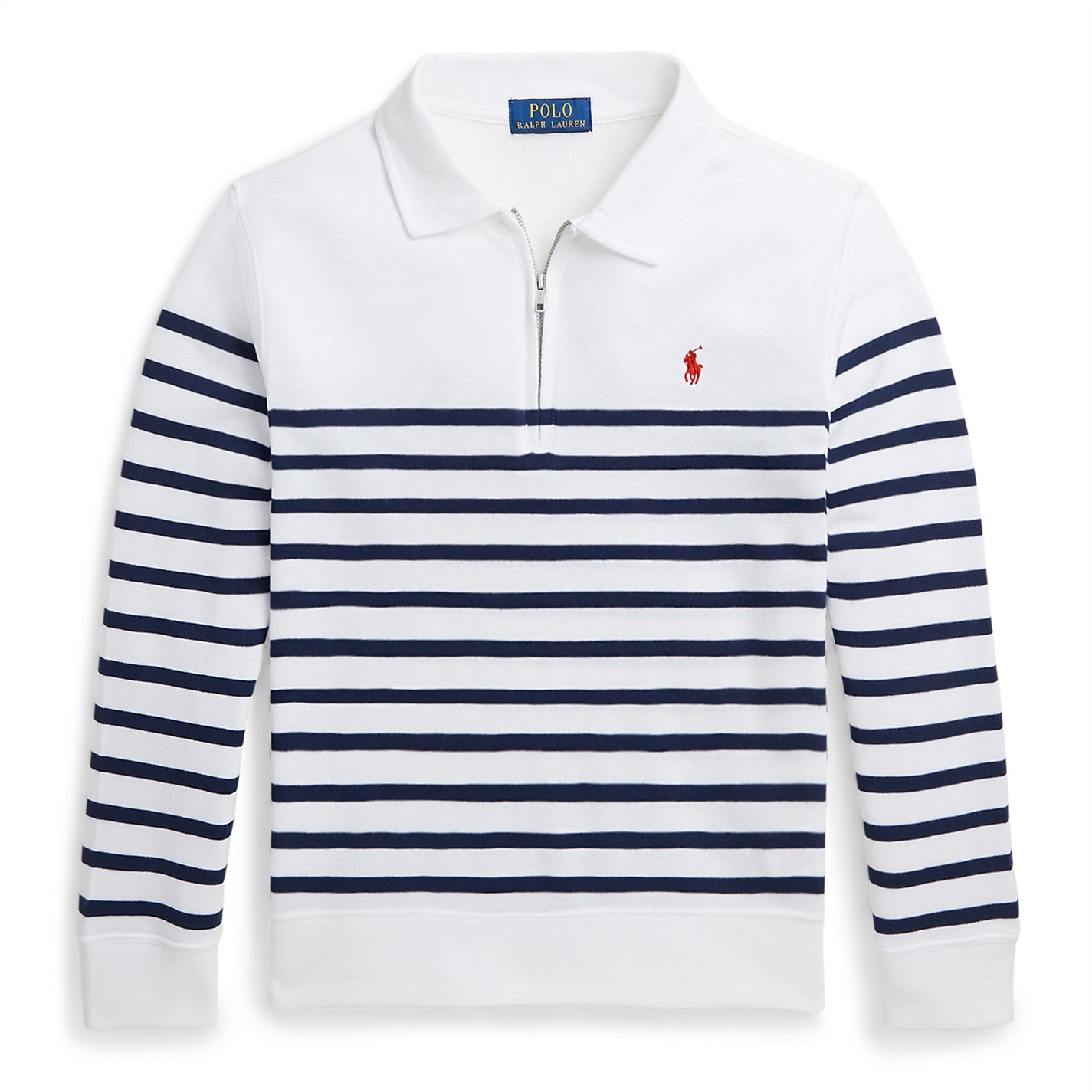 Polo Ralph Lauren Striped Quarter Zip Fleece Top Juniors White