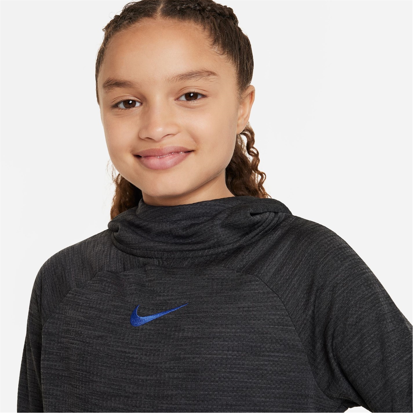 Nike DriFIT Academy Big Kids' Pullover Soccer Hoodie Black/Royal