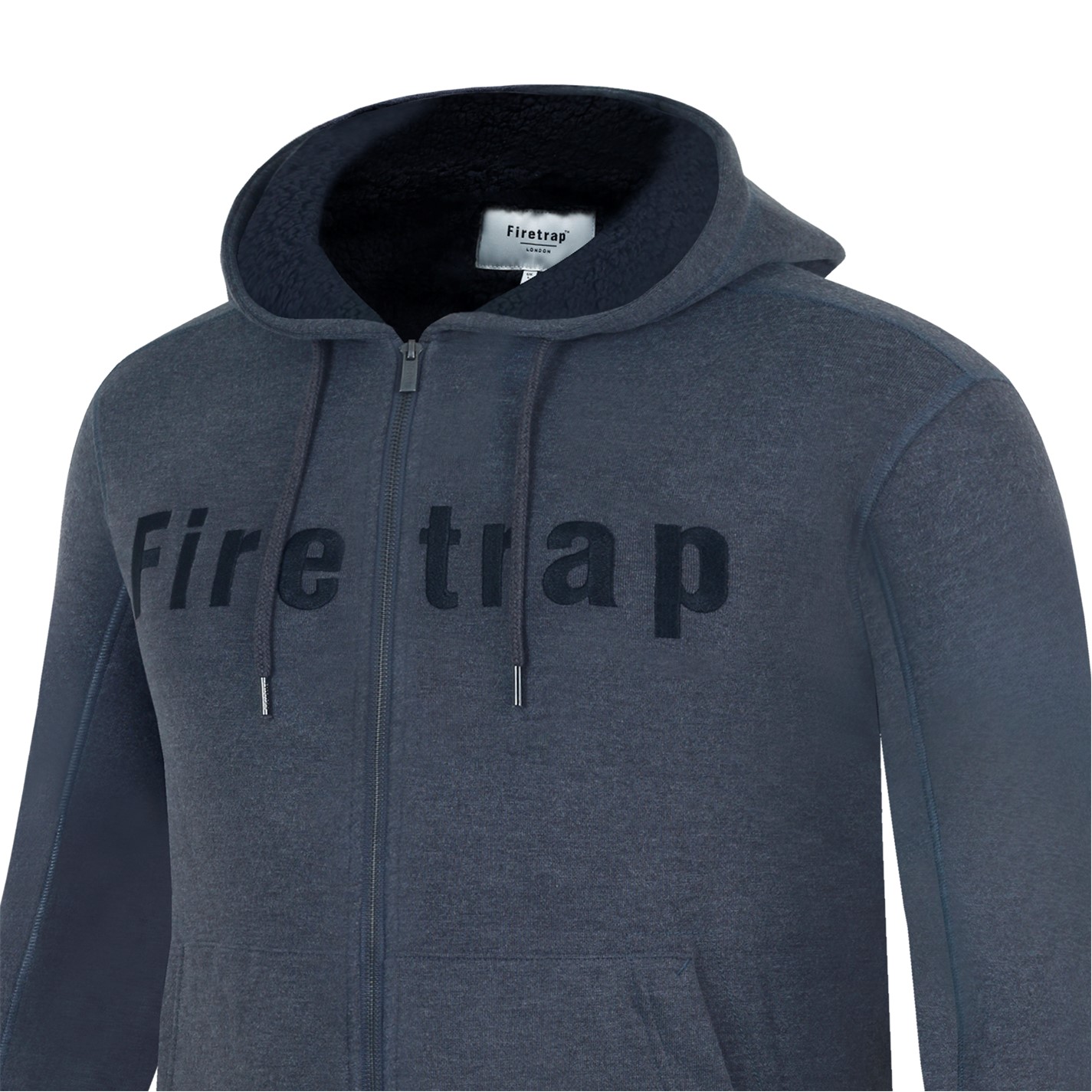 Firetrap Fleece Lined Zip Hoodie Mens Charcoal Marl Frasers