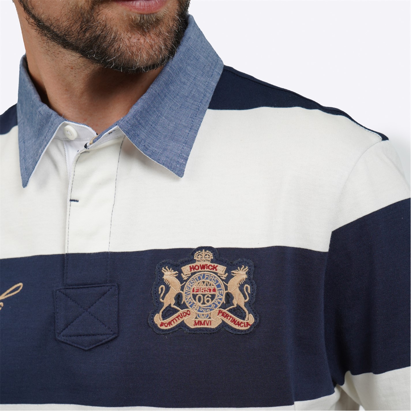 Howick Howick Short Sleeve Rugby Shirt Navy Stripe FRASERS