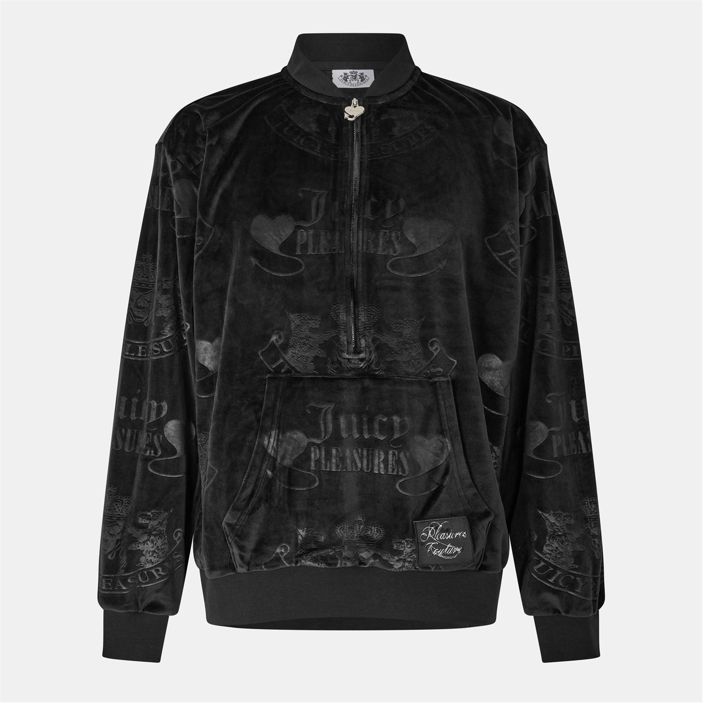 Pleasures | X Juicy Couture Crest Velour Quarter Zip | Black