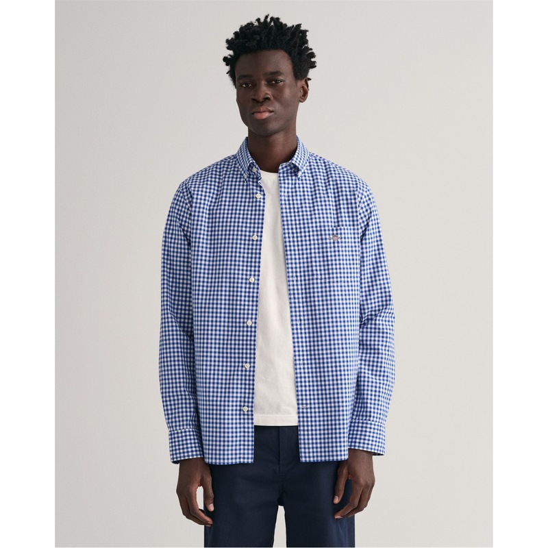 GANT Reg Poplin Tartan Check Shirt – Camicia Uomo In Cotone, Tessuto Popeline, Taglio Regular, Fantasia Tartan