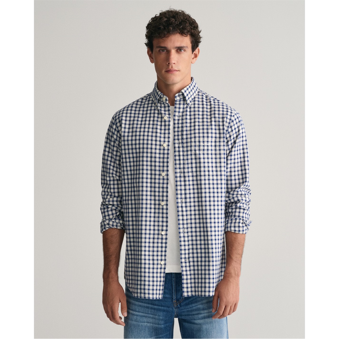 Gant Hazelwood Beige Checked Regular Fit Shirt