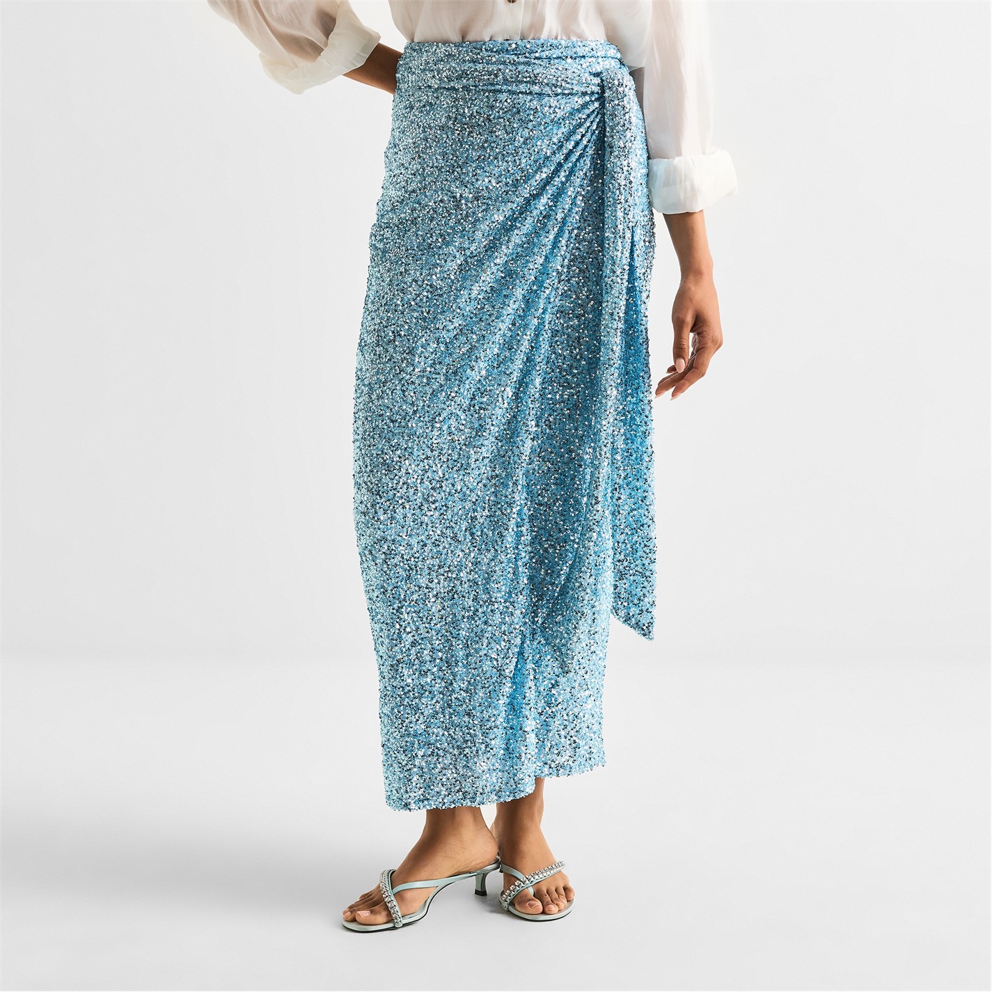 Never Fully Dressed | Ice Blue Sequin Jaspre Skirt | Blue | FRASERS Ireland