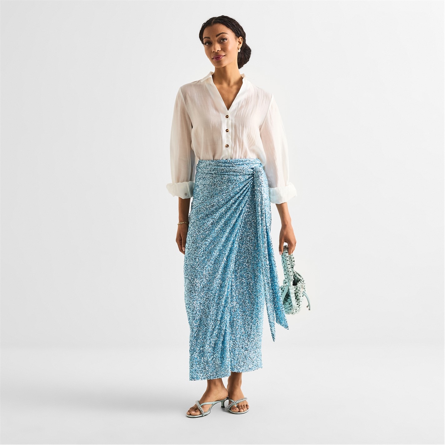 Never Fully Dressed | Ice Blue Sequin Jaspre Skirt | Blue | FRASERS Ireland Never Fully Dressed | Ice Blue Sequin Jaspre Skirt | Blue | FRASERS Ireland