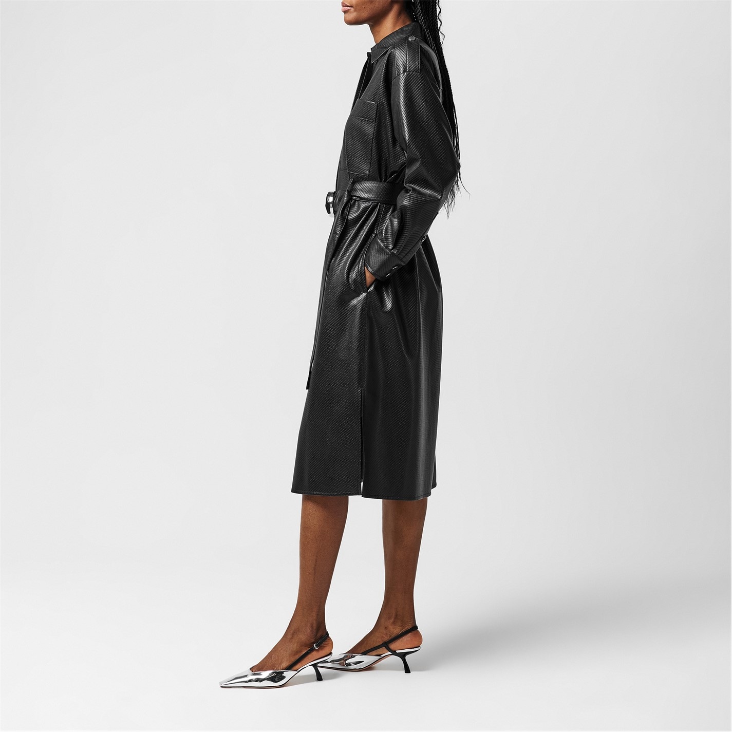 Boss | Women's Delaxa Dress, Synthetic-Coated Faux Leather | Black 001 |  FRASERS Ireland