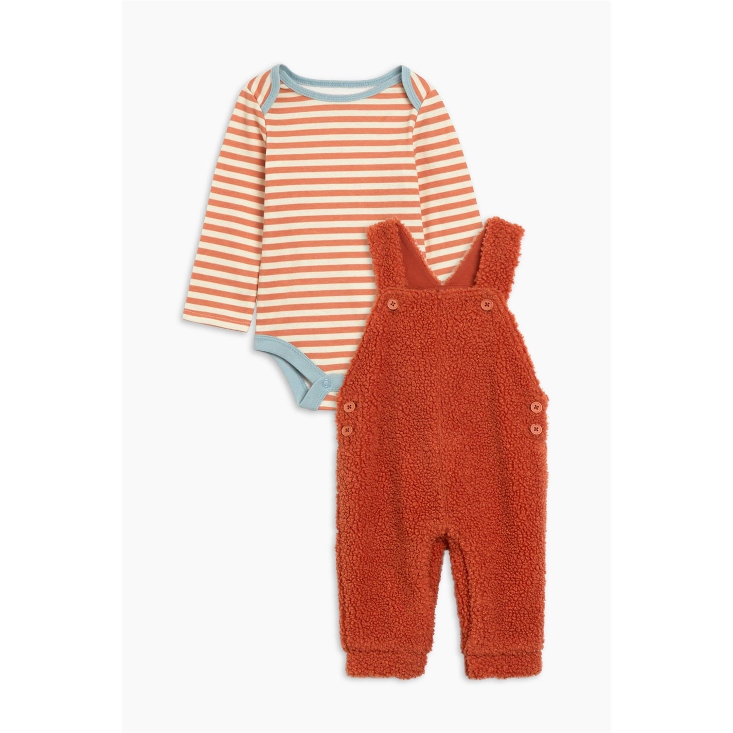 Hello World Baby Boy Dungaree and Bodysuit Set Orange FRASERS