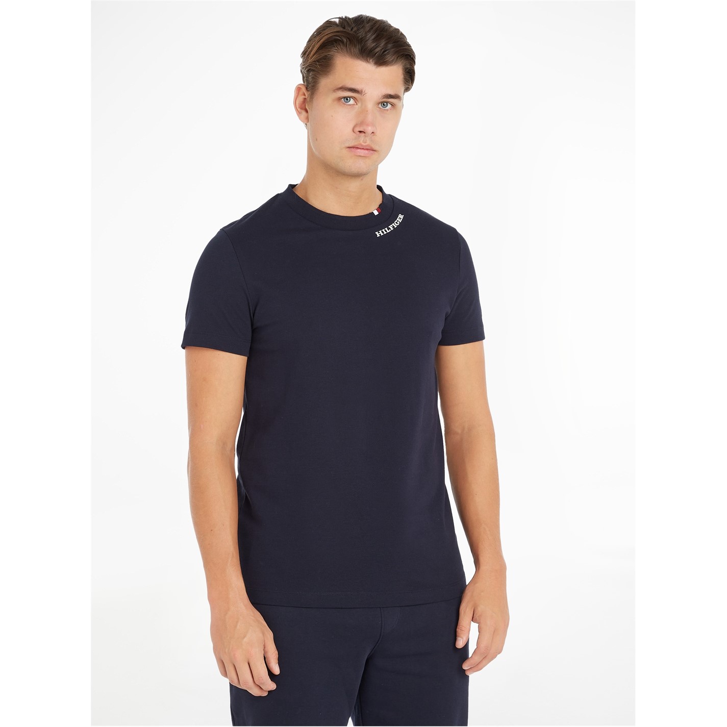 Tommy Hilfiger Logo Slim Fit Pique Tee Shirt Regular Fit TShirts