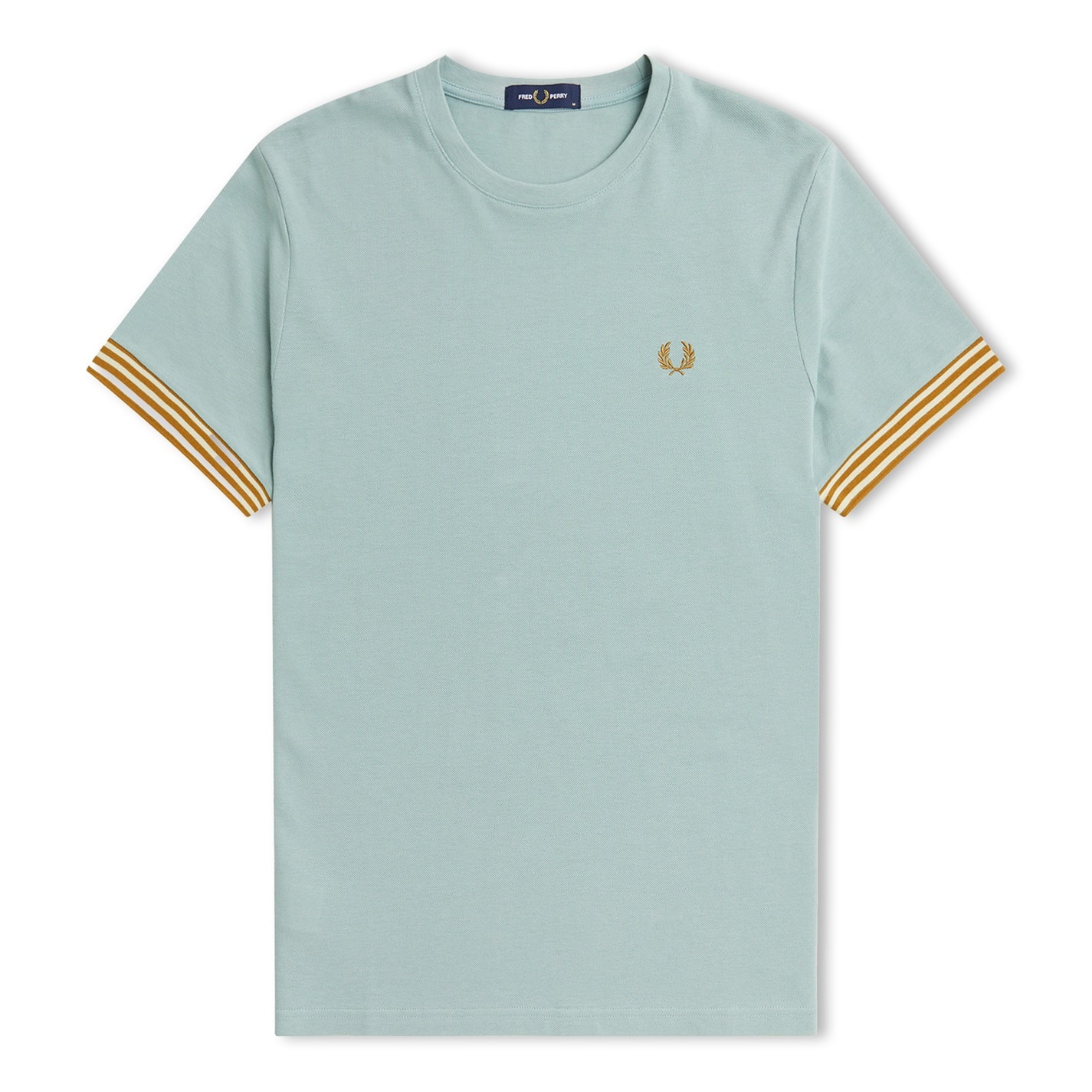 Fred Perry - T-shirt Bianca Con Fondo Manica A Righe