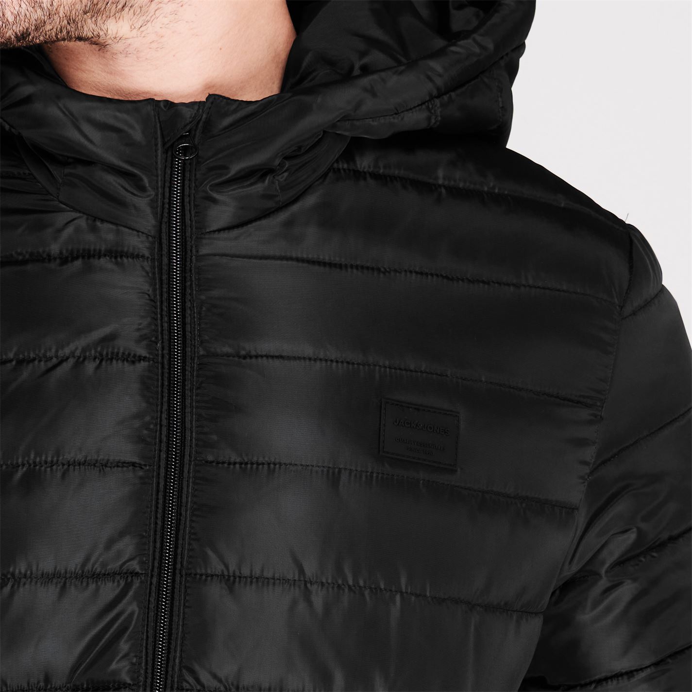 Jack and Jones Hooded Padded Jacket Mens Black FRASERS
