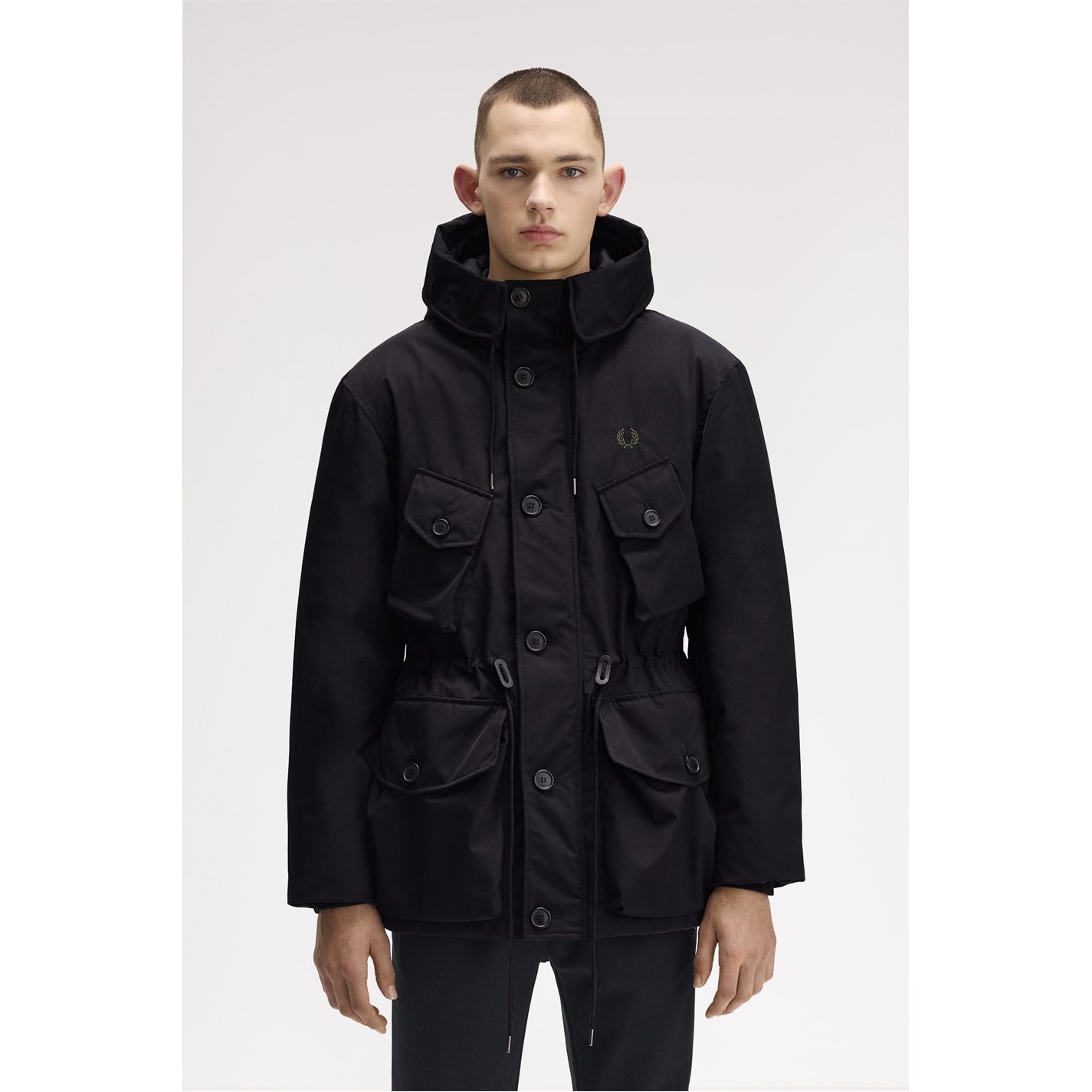 Fred Perry Patch Puffer Jacket Black 102 FRASERS Ireland