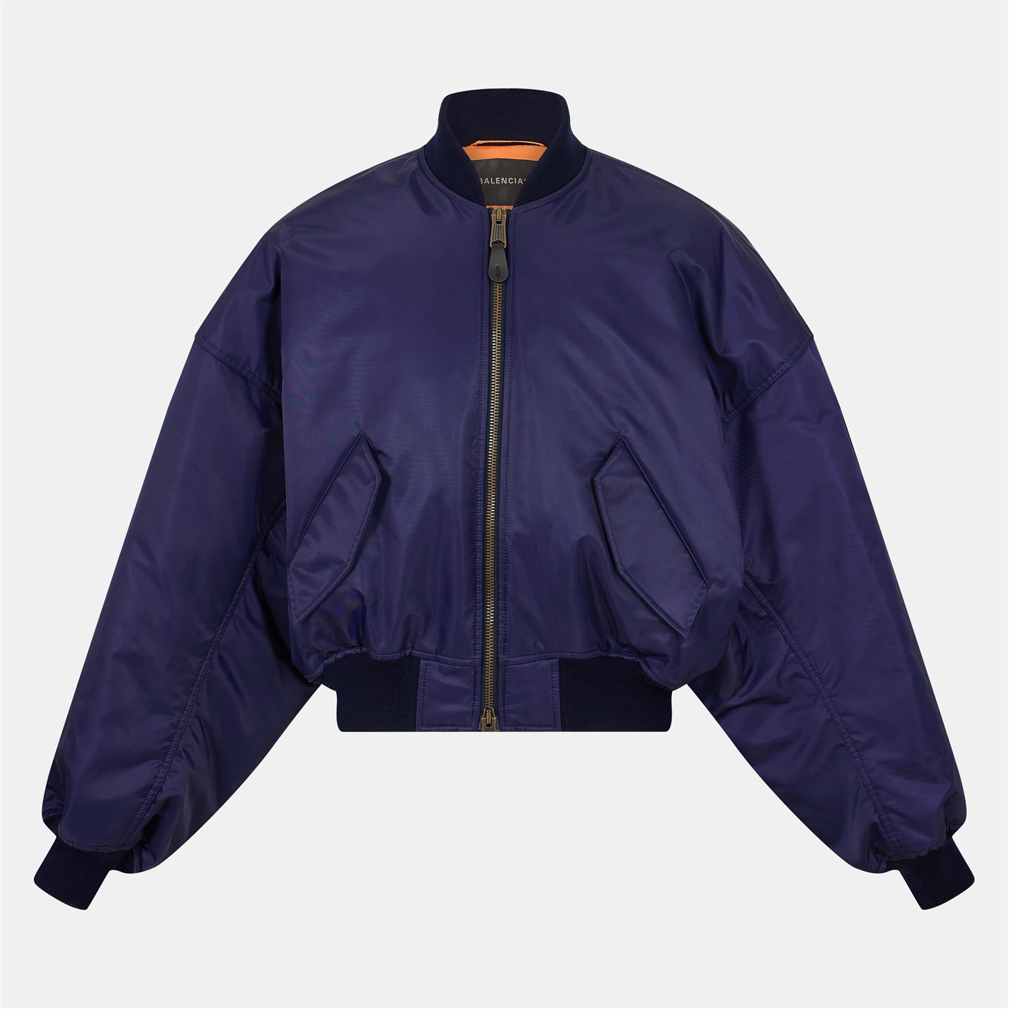BALENCIAGA | Men's Round Bomber Long Sleeve Zip Parka | Dark Navy