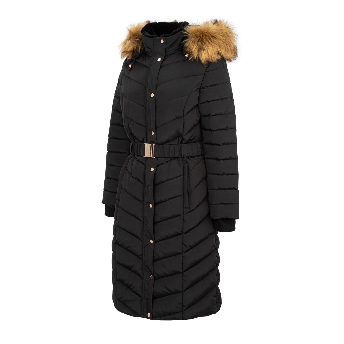 Firetrap Longline Belted Coat Womens Black FRASERS Ireland