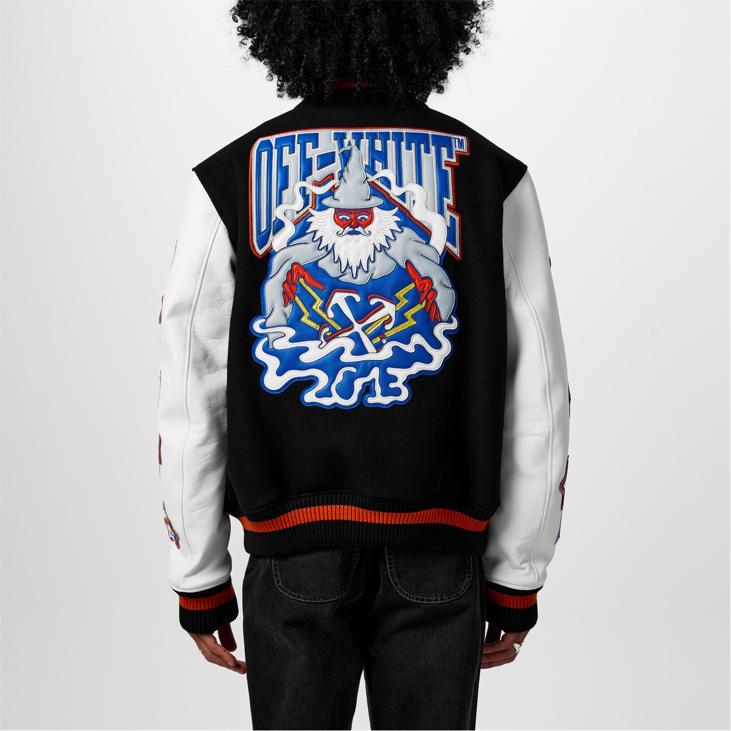 Off White Wizard Varsity OFF WHITE Wizard Leather Varsity Jacket
