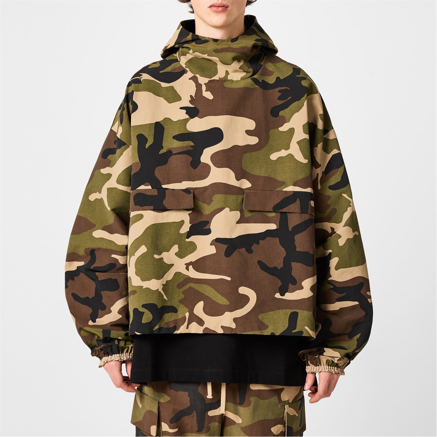 FEAR OF GOD ESSENTIALS Military Nylon Hooded Anorak Woodland
