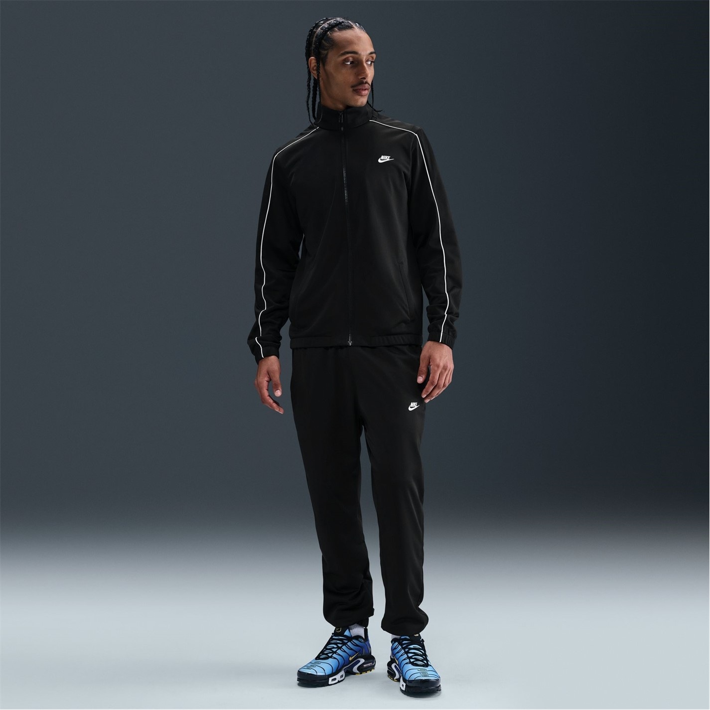 nike black club tracksuit