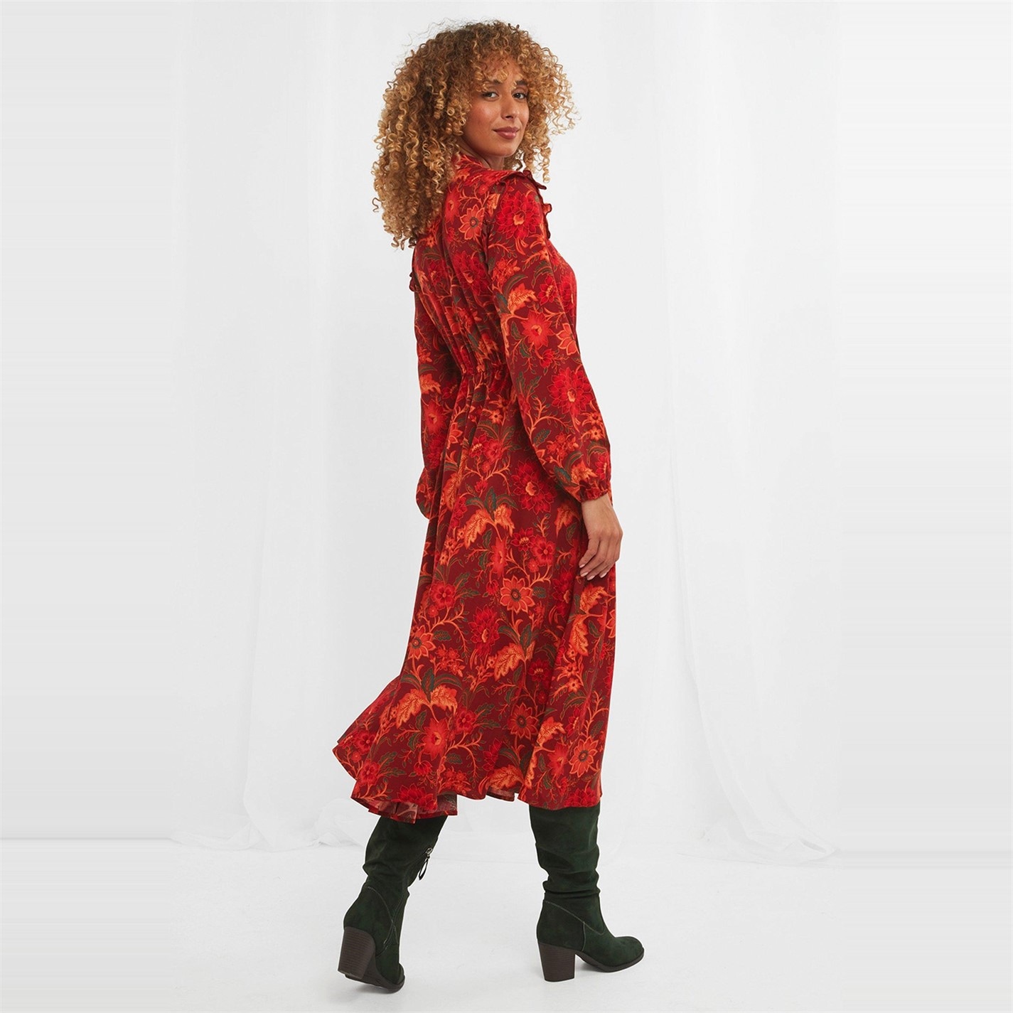 Joe Browns | Ladies Floral Midi Dress | Red | FRASERS Ireland