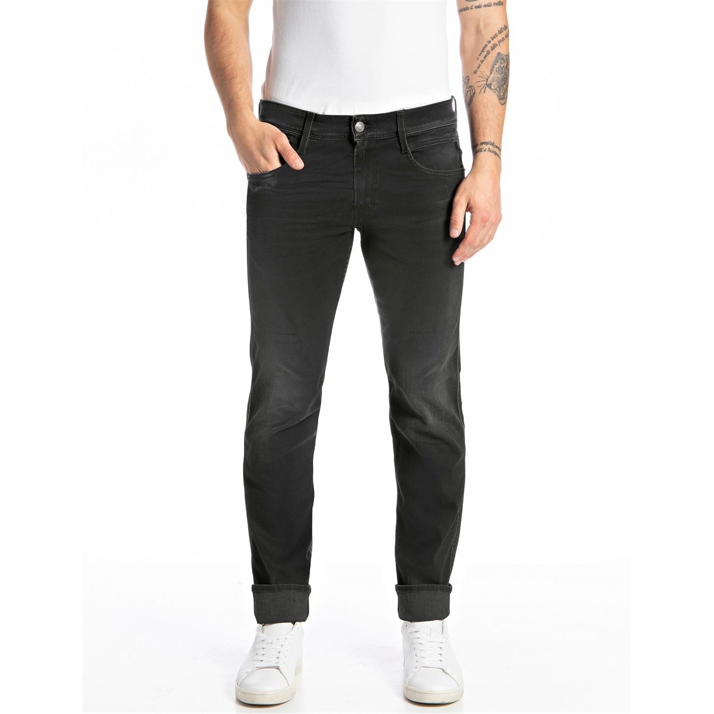 Replay Men's Slim Jeans M914 Anbass Black Power Stretch Denim, grey (096 Medium Grey