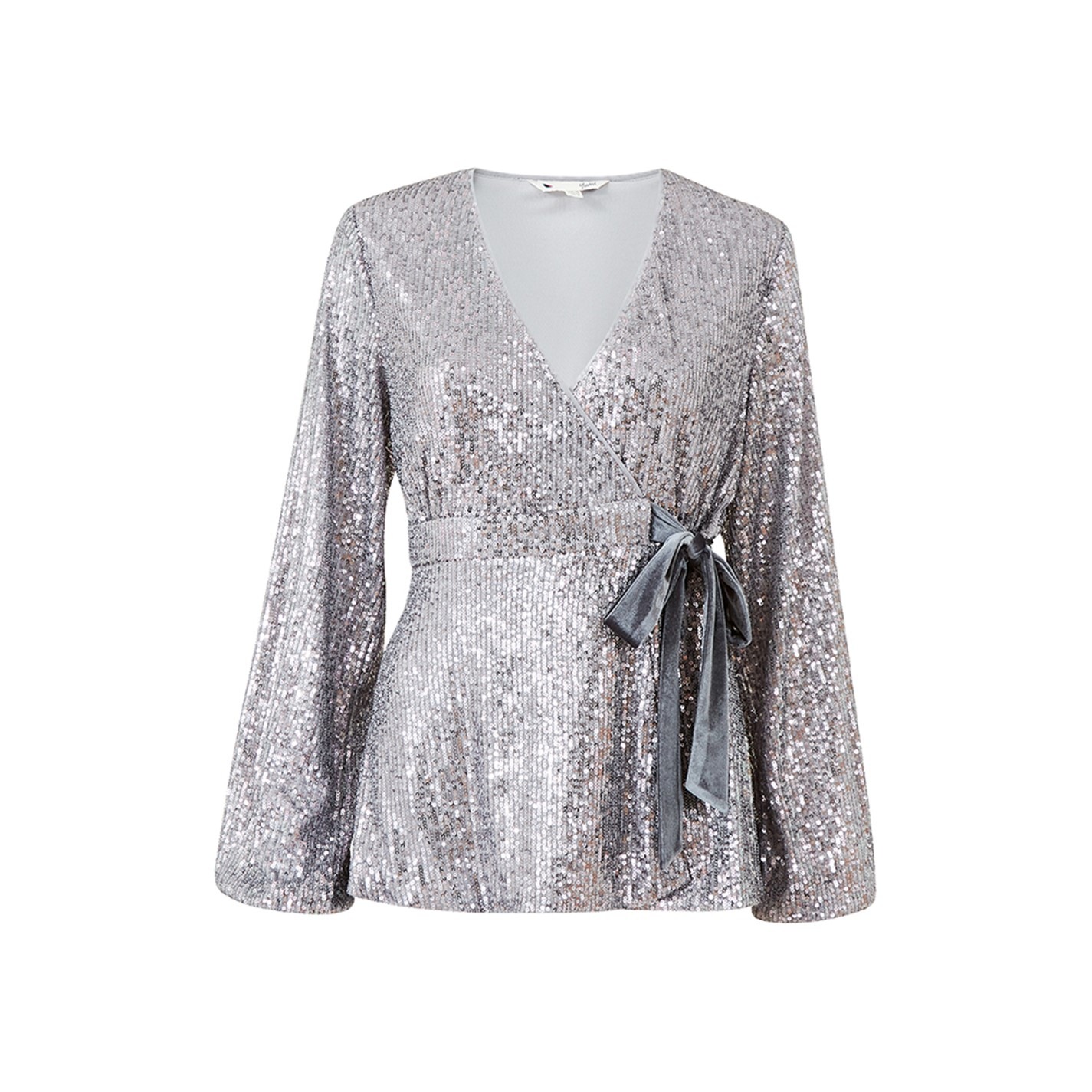 Yumi Yumi Silver Sequin Wrap Top Silver FRASERS