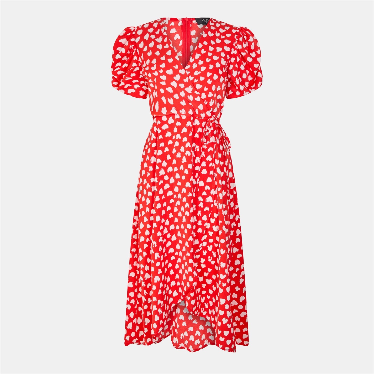 ax paris dress red AX Paris round neck midi dress in red polka dot