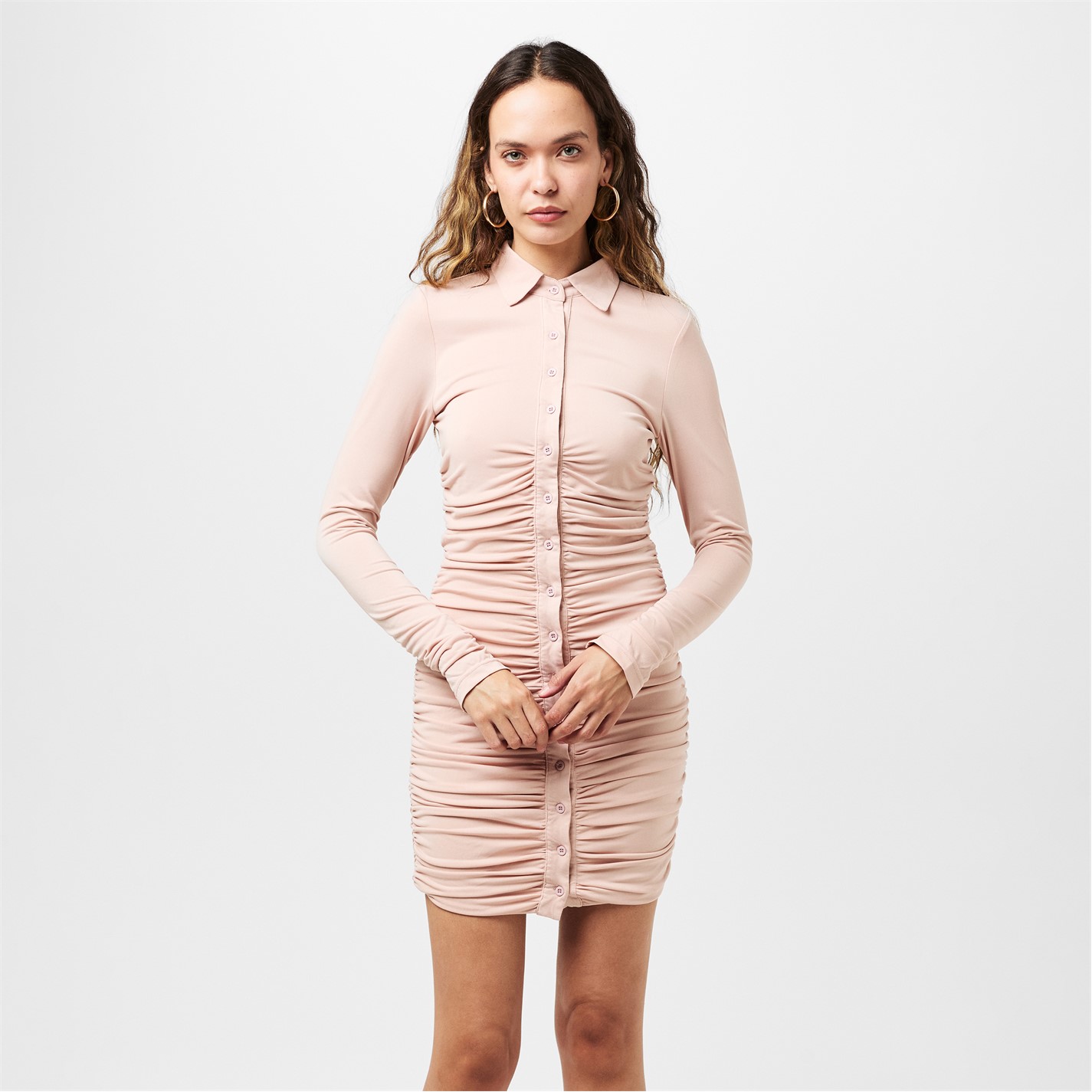 button front ruched bodycon dress Final Sale Plus Size Collar Button Up BodyCon Dress in Blue, Green & Y –  Chic And Curvy
